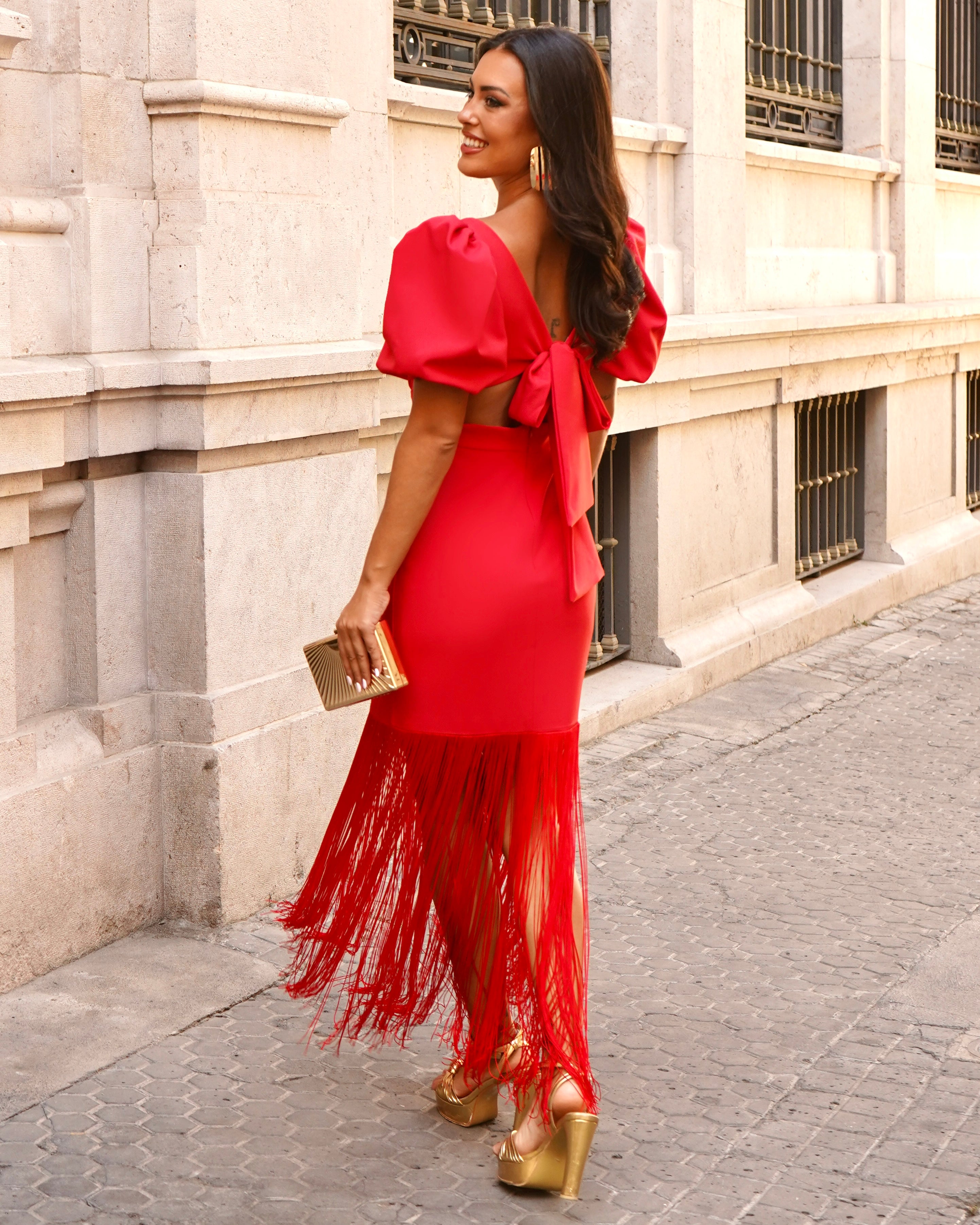 Vestido vermelho de bolonha