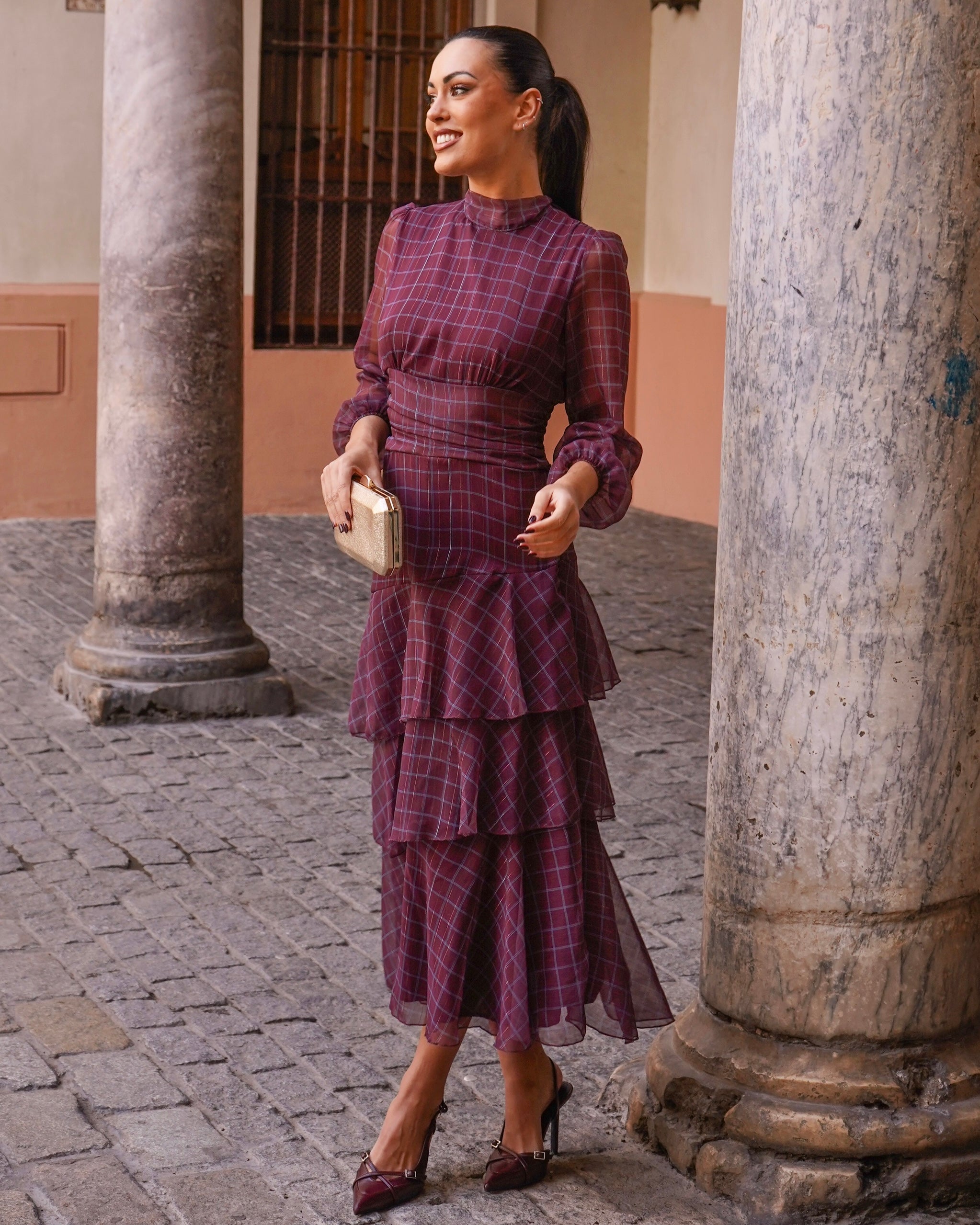 Vestido Marieta burdeos