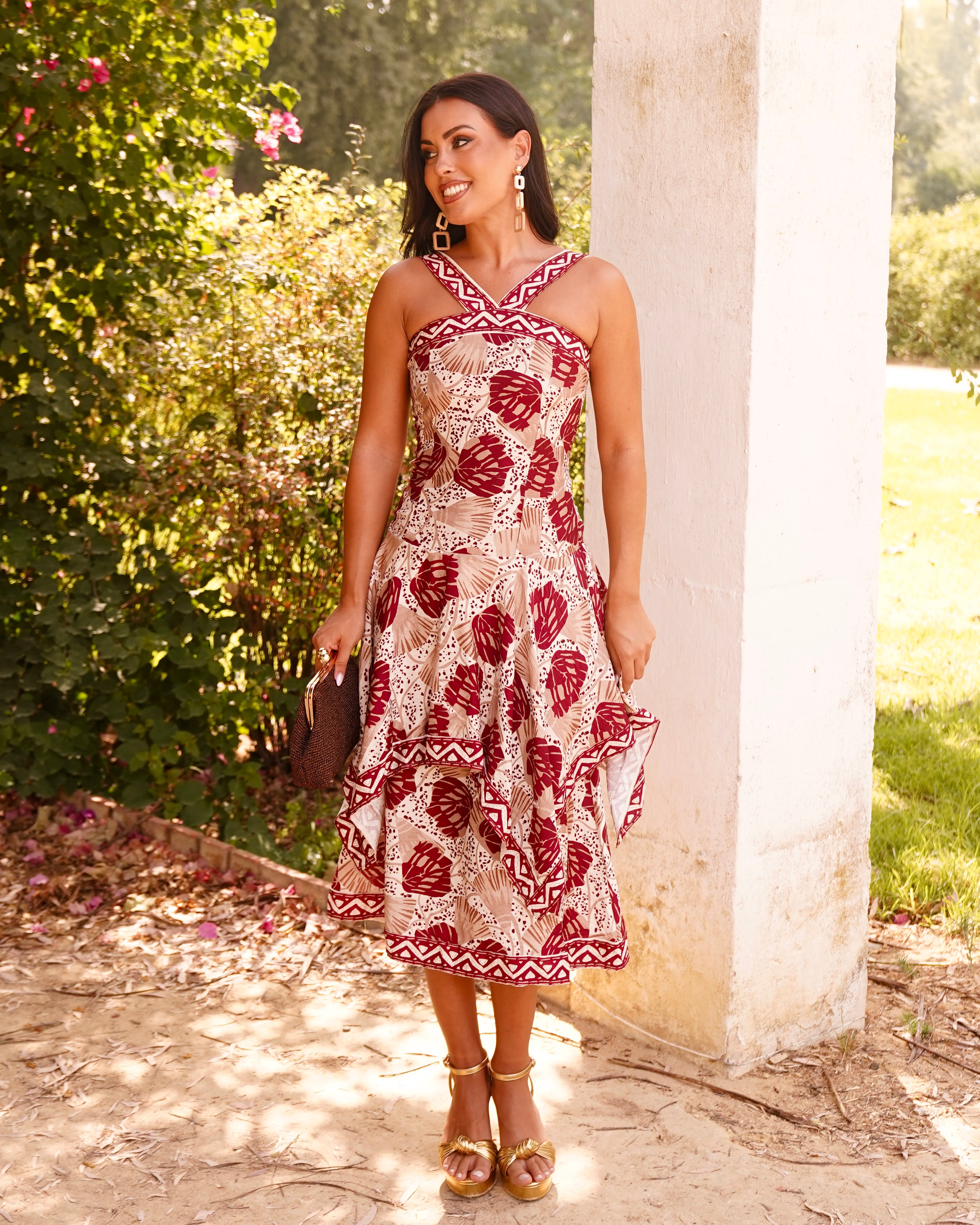 Vestido Solange Burdeos/Beige