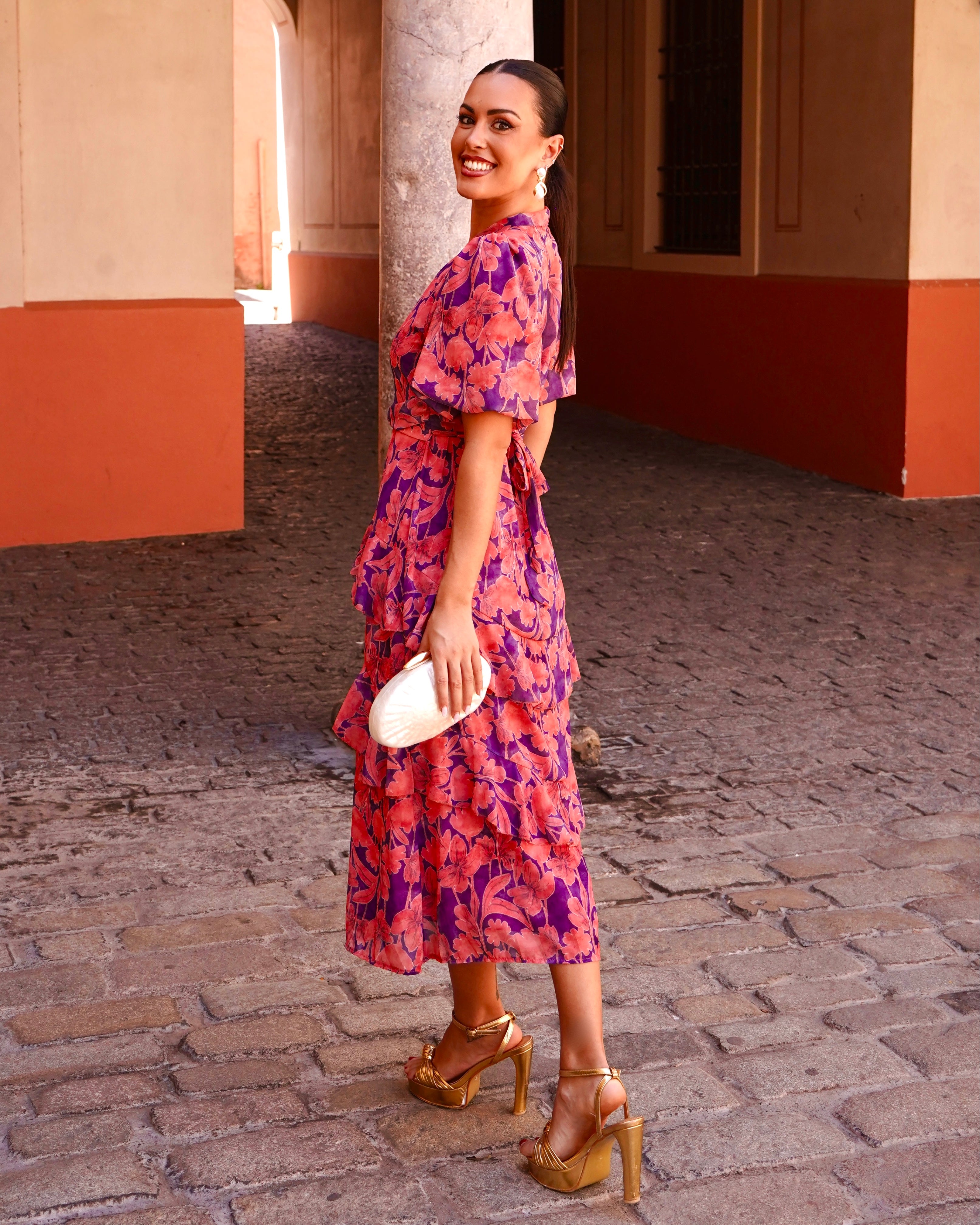 Vestido Graciela Naranja/Morado