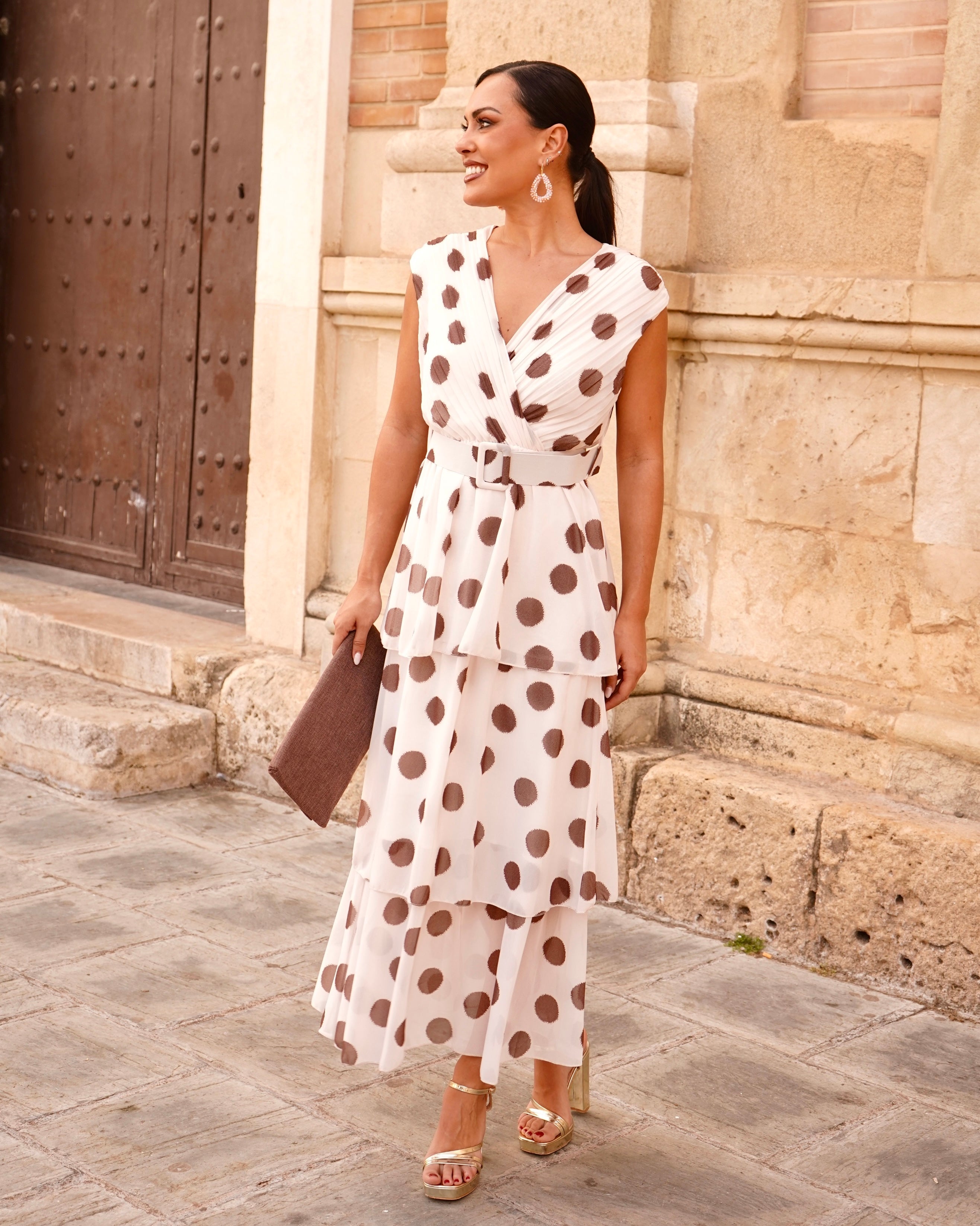 Vestido Virtudes Blanco/Chocolate