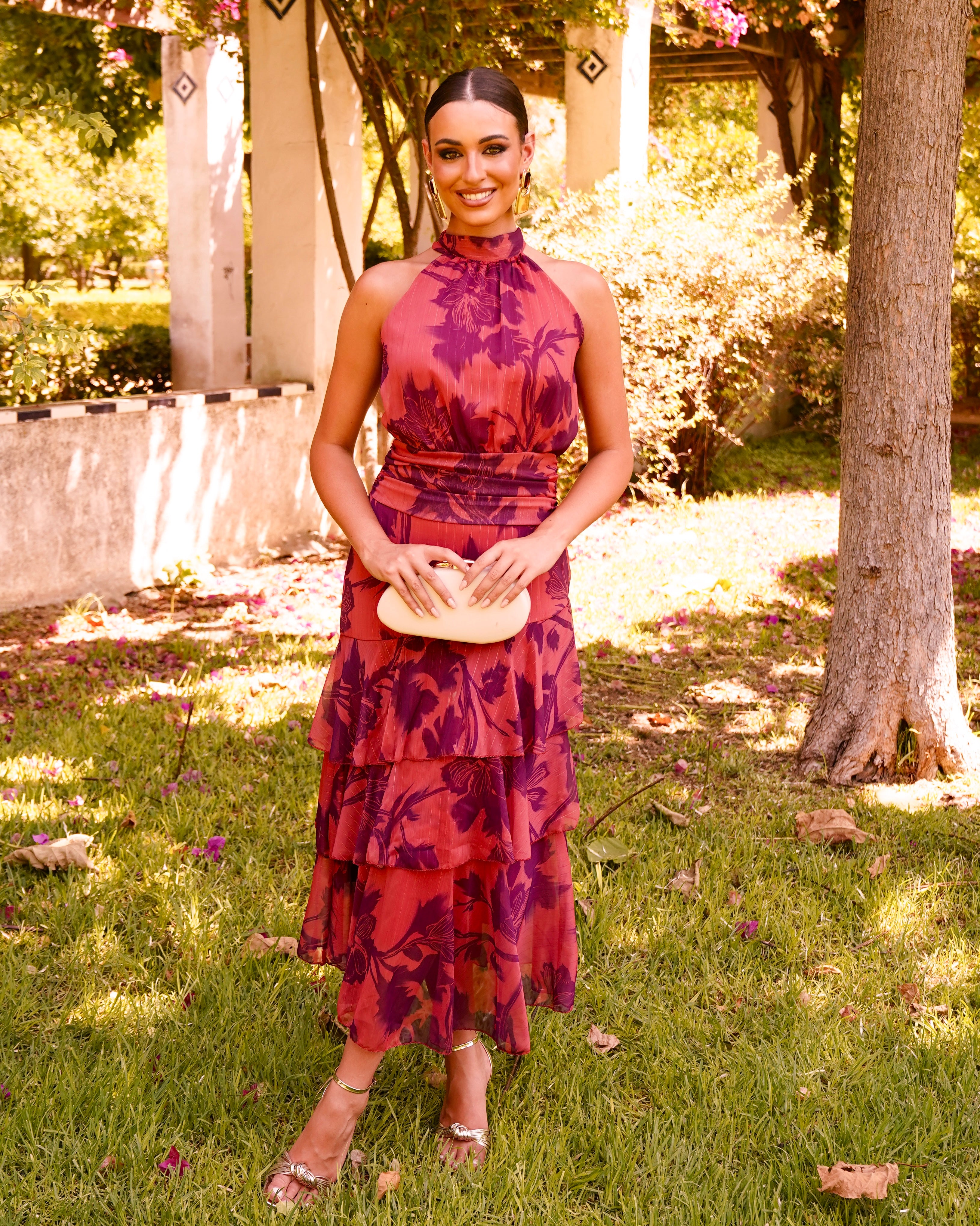 Vestido Carolina Teja/Berenjena