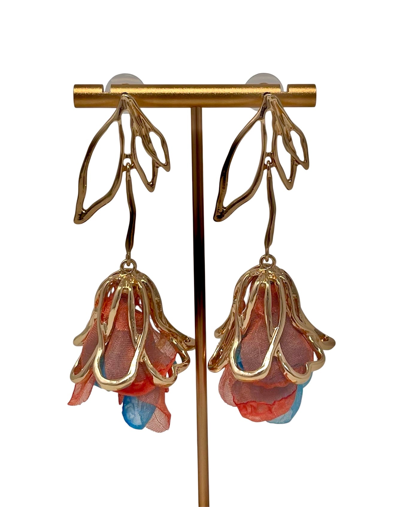Pendientes Tulipán Naranja/Turquesa