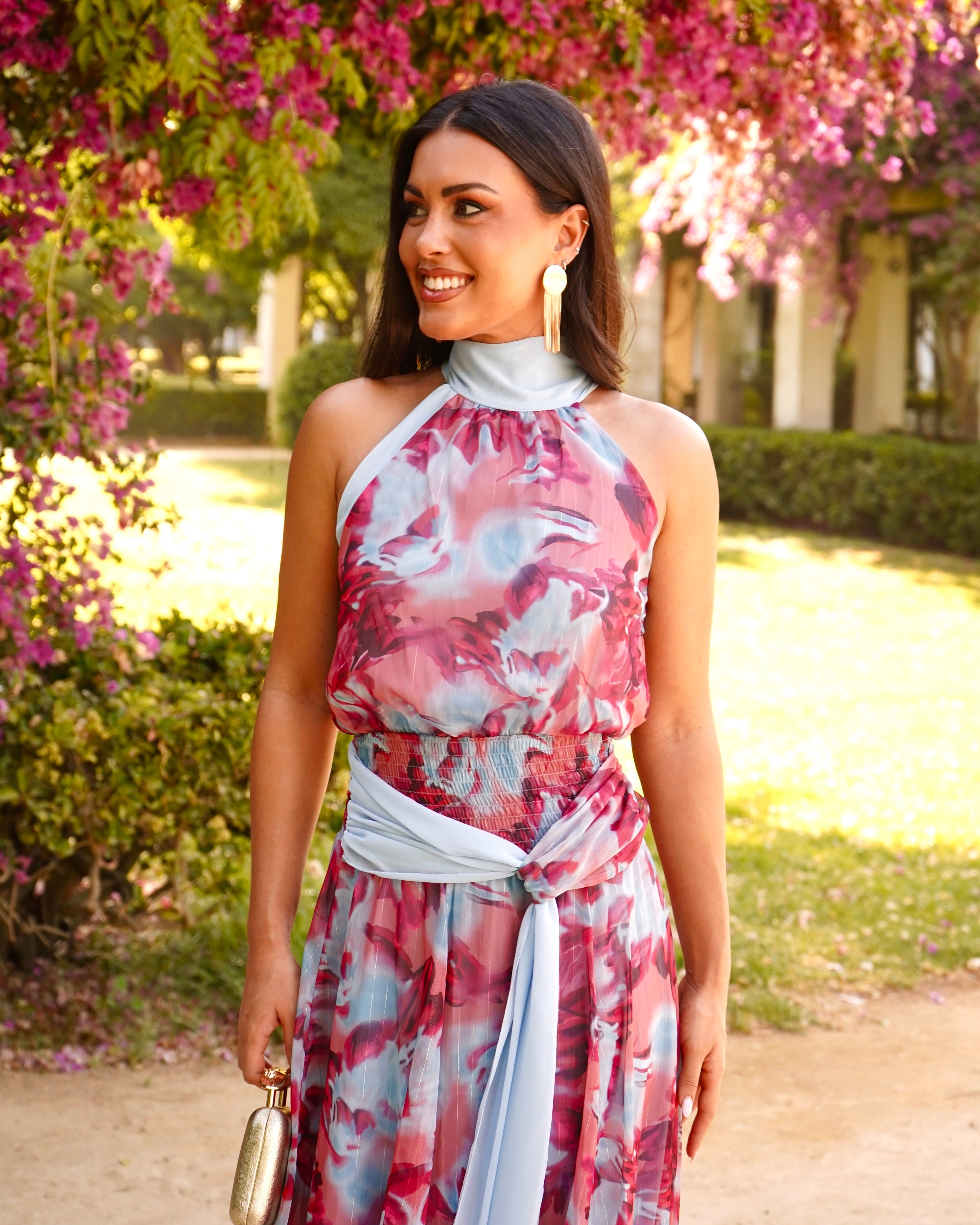 Vestido Margarita Rojizo/Celeste