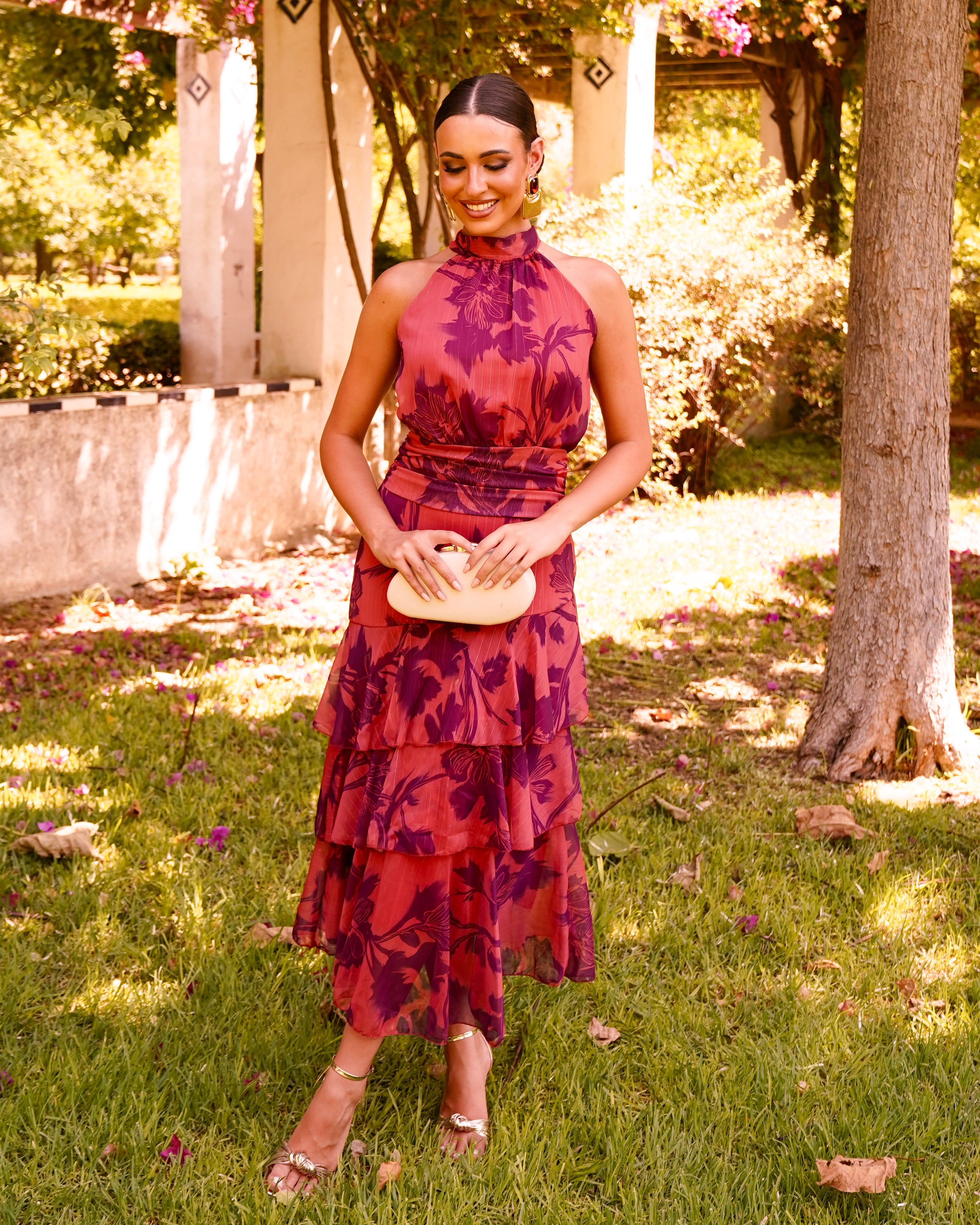 Vestido Carolina Teja/Berenjena