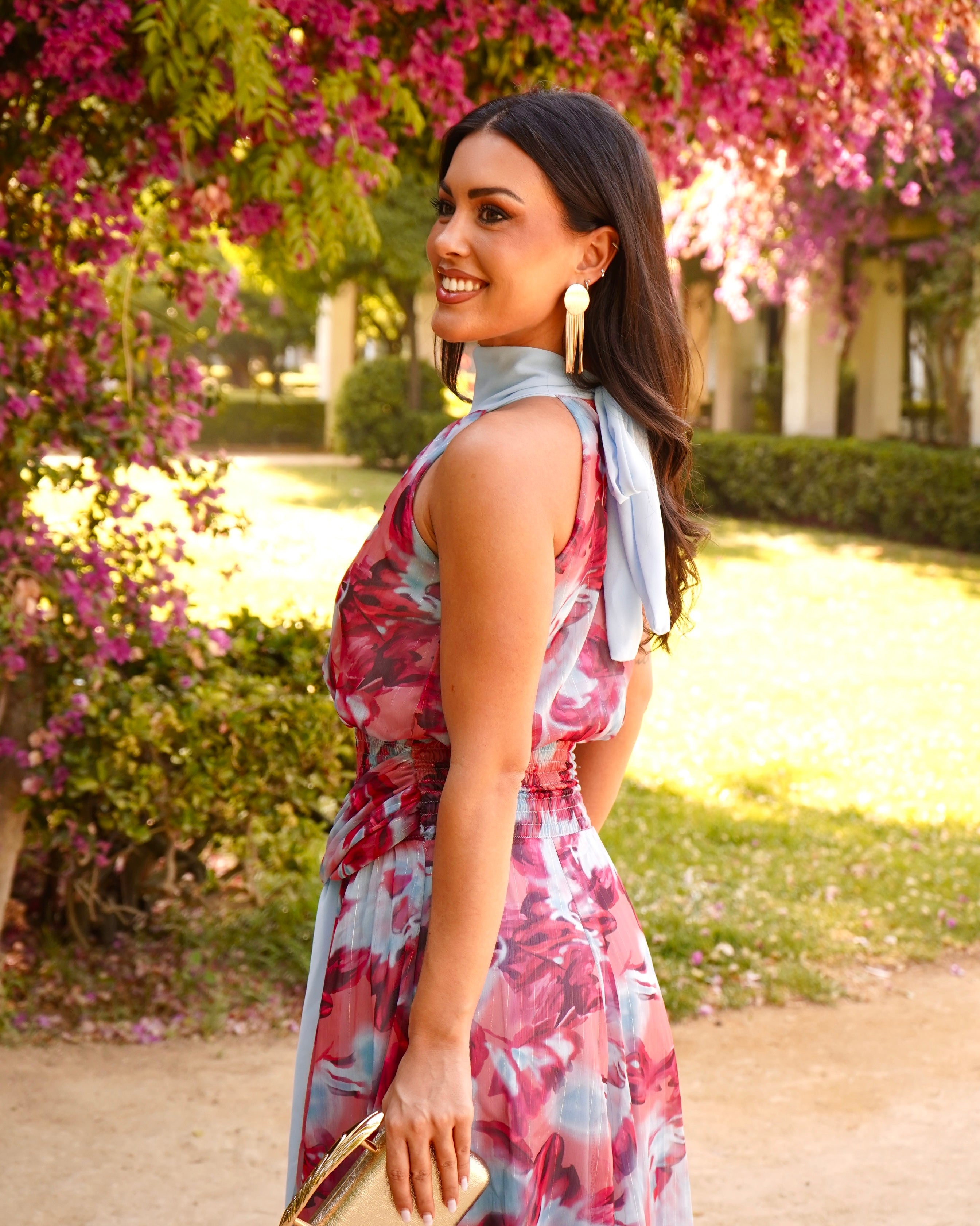 Vestido Margarita Rojizo/Celeste