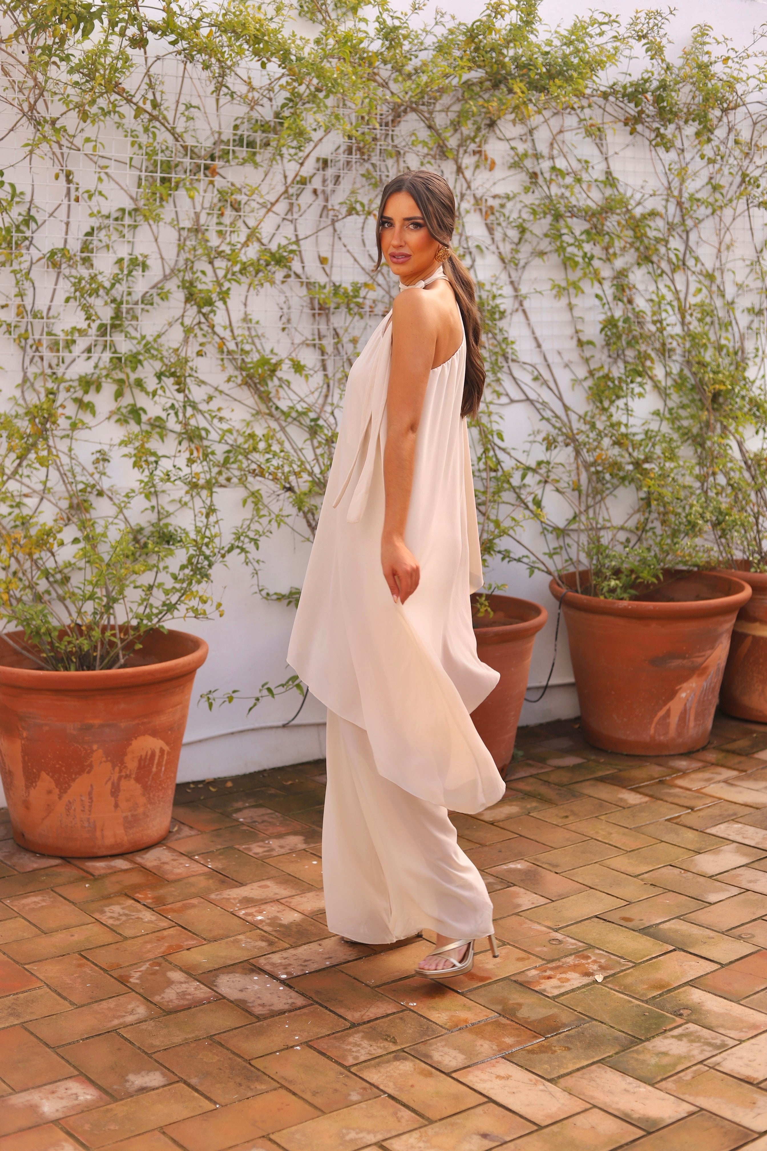 Beige Panama Jumpsuit