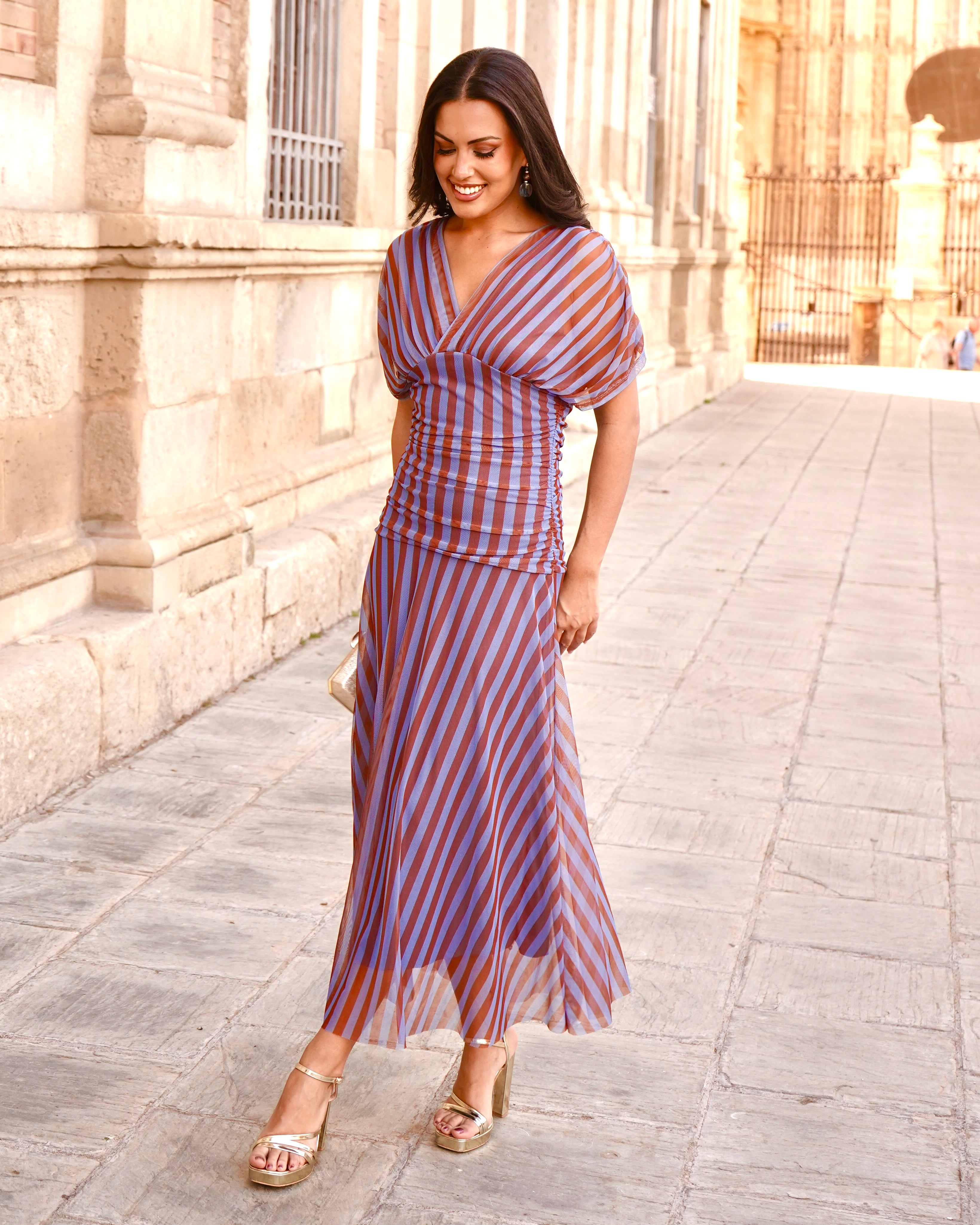 Vestido Grace Azul/Chocolate