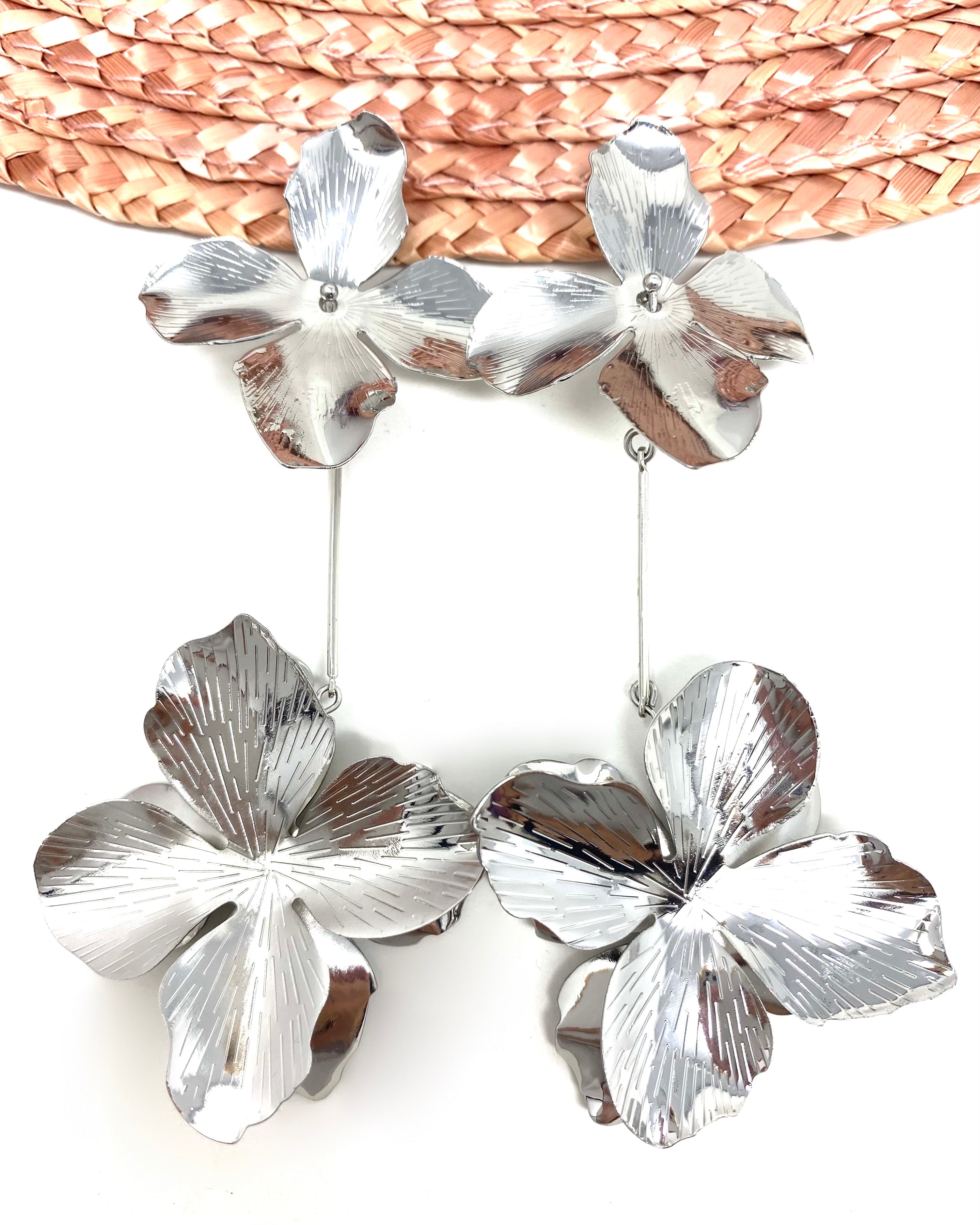 Pendientes Flora plata