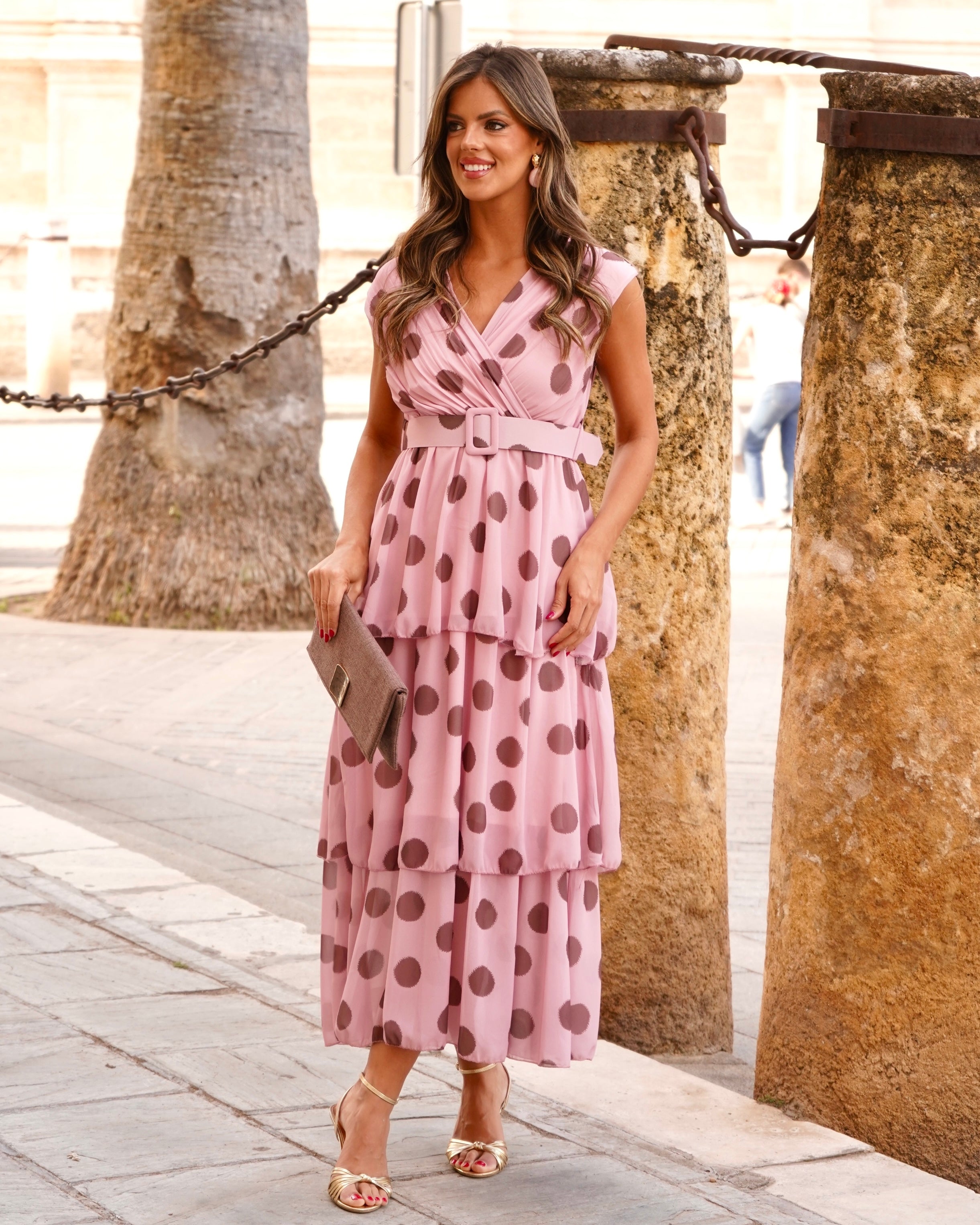 Vestido Virtudes Rosa/Chocolate