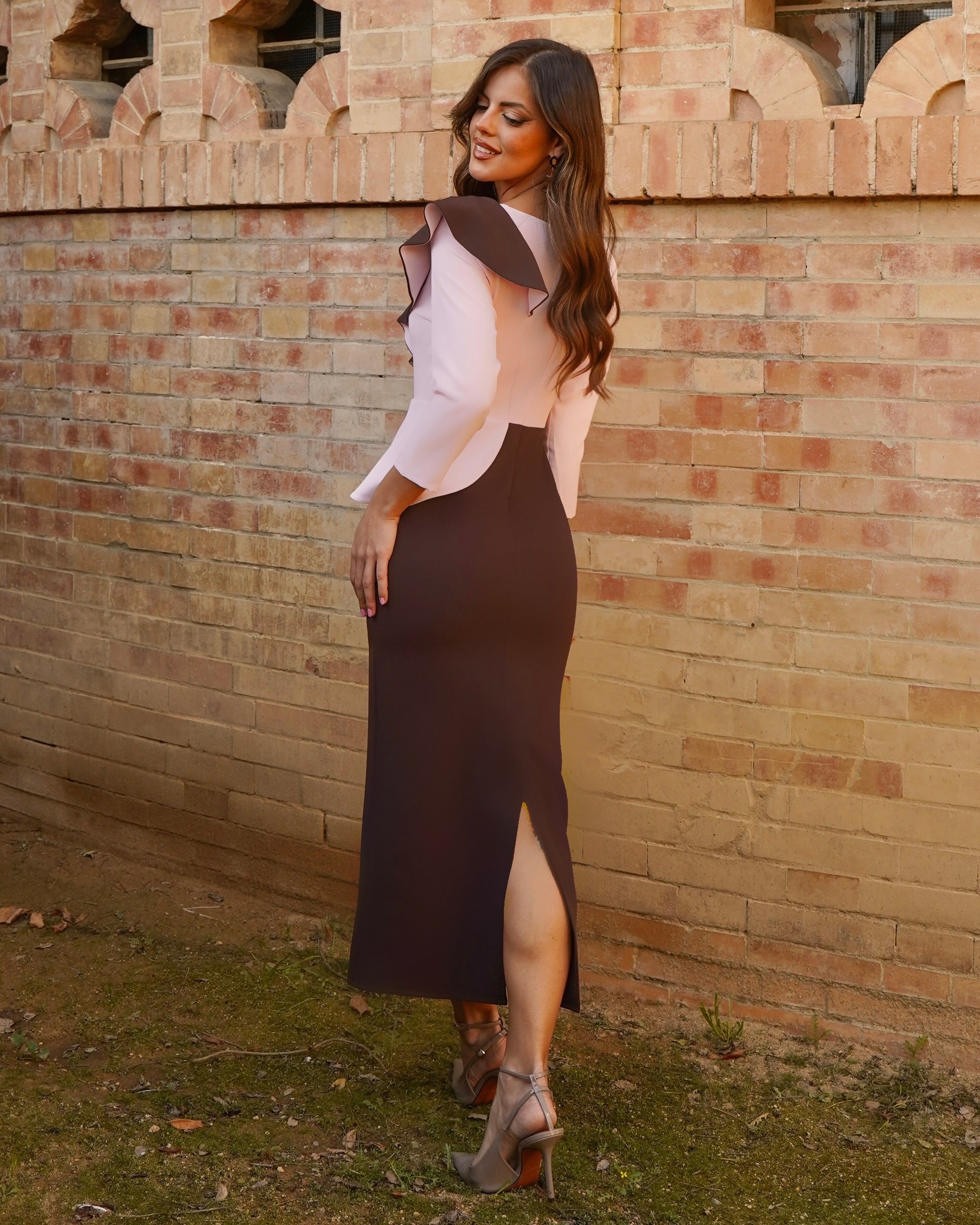 Vestido Rozalen Bicolor Rosa/Chocolate