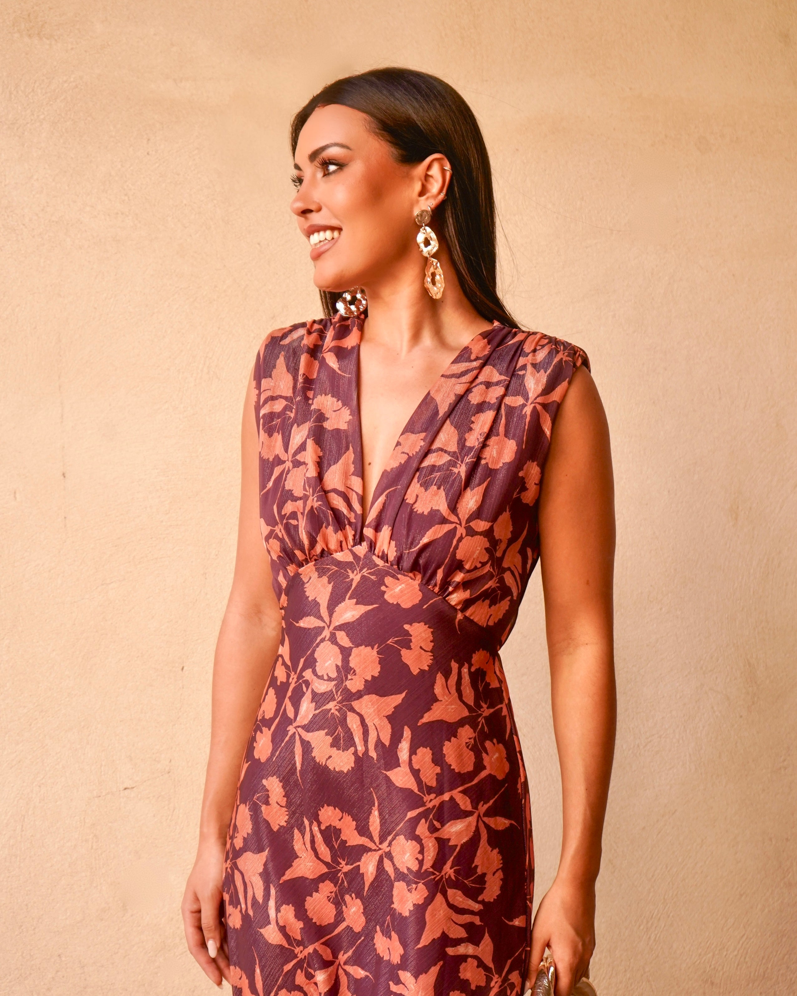Vestido Greta Berenjena/Teja