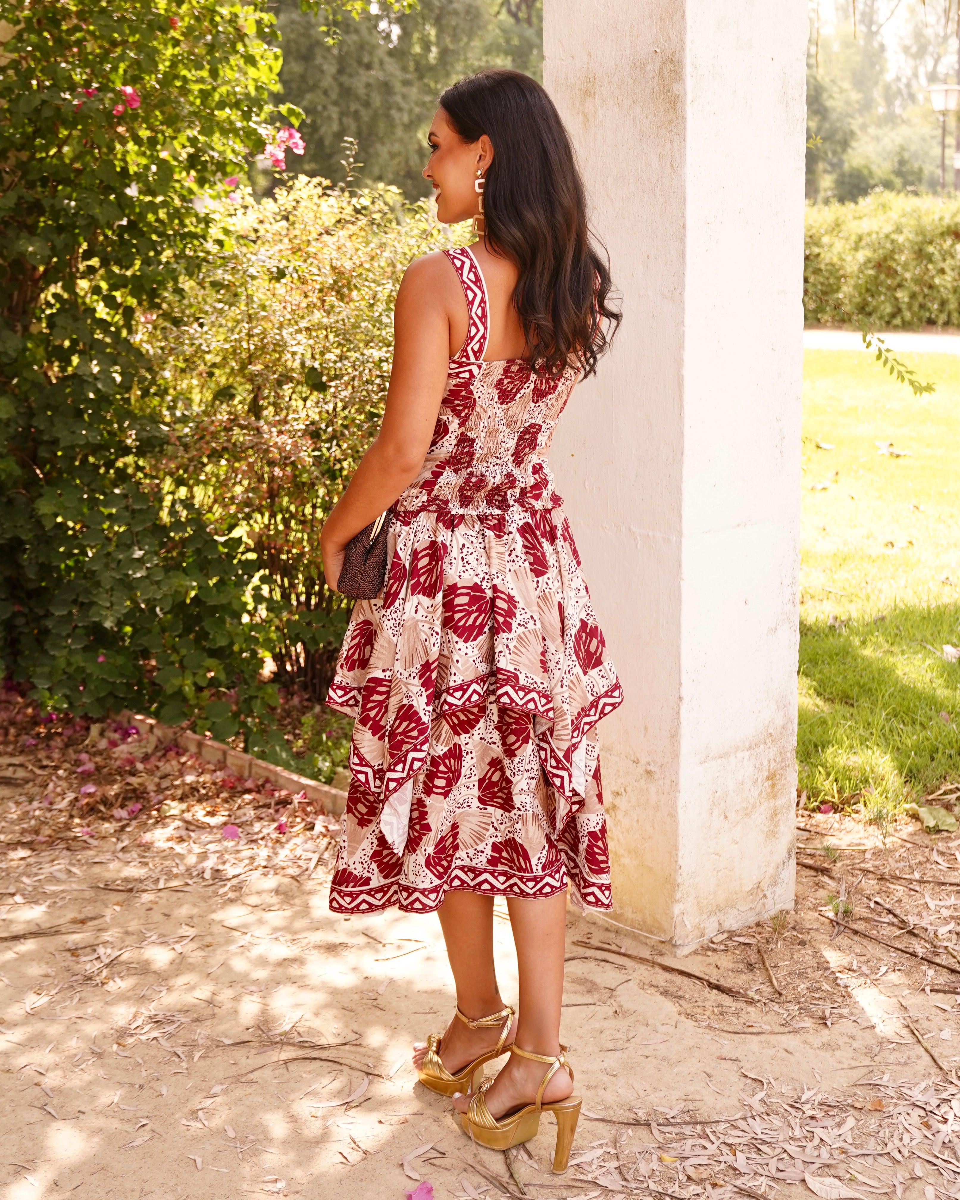 Vestido Solange Burdeos/Beige