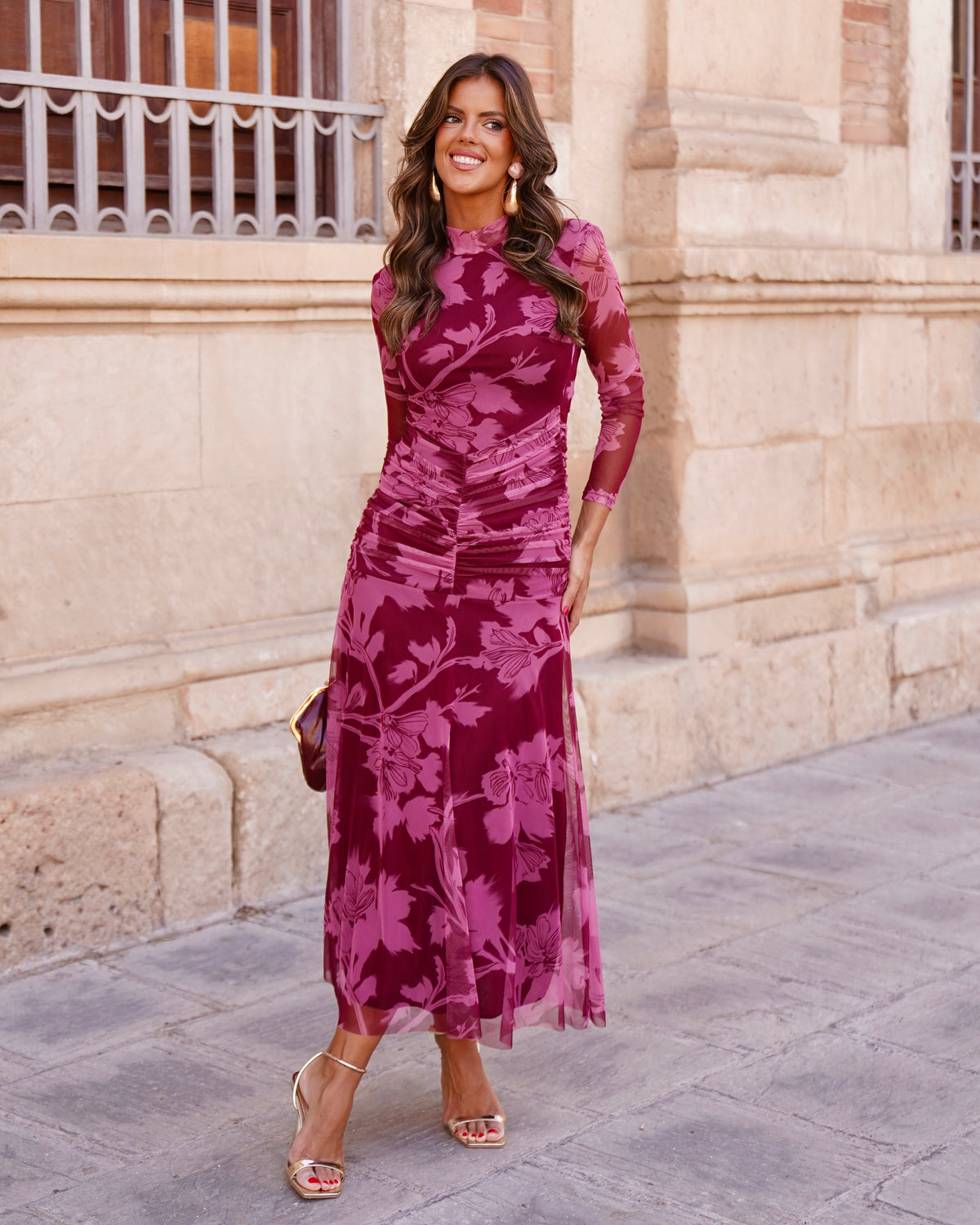 Vestido Damisela Rosa/Burdeos