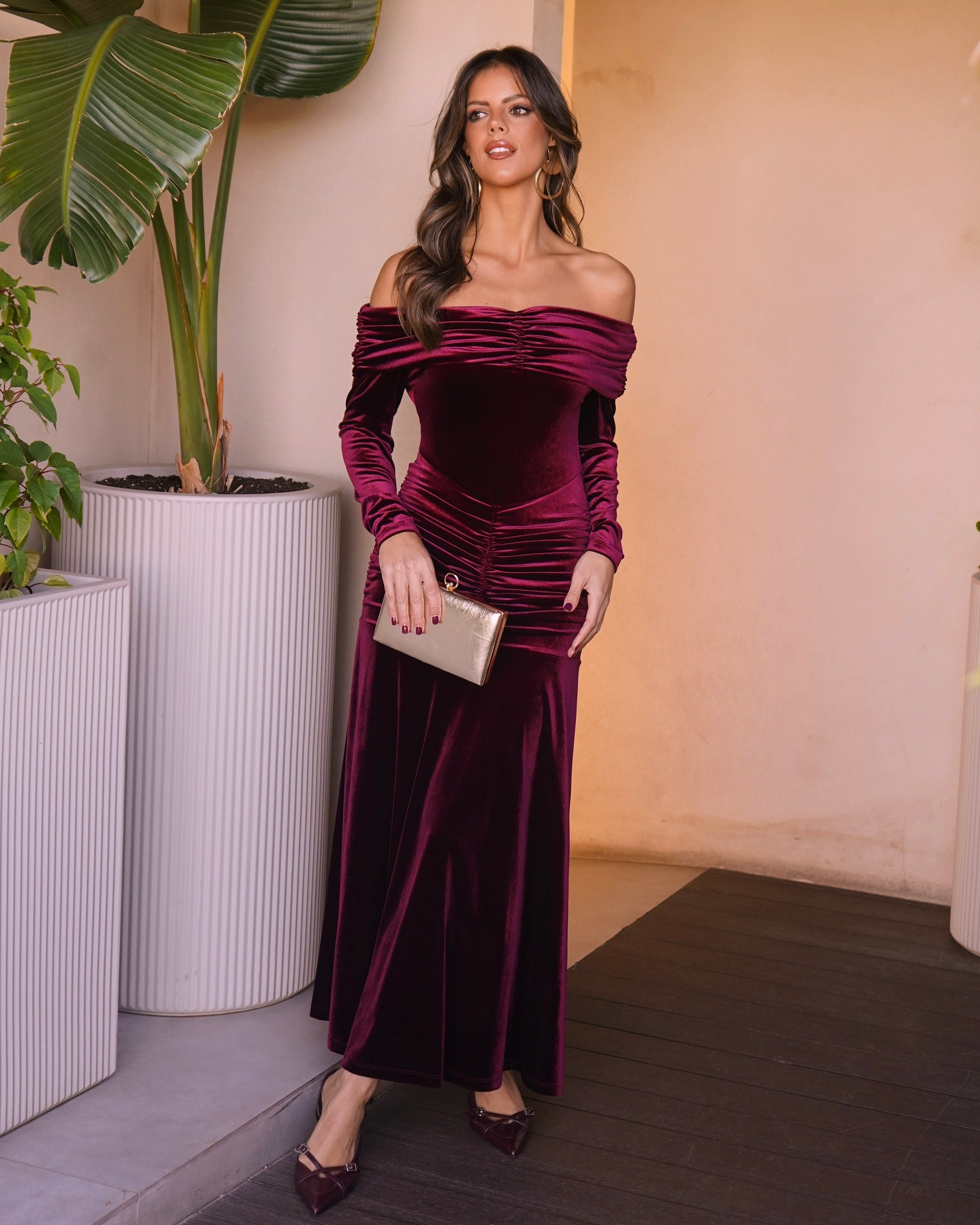 Vestido Bella burdeos