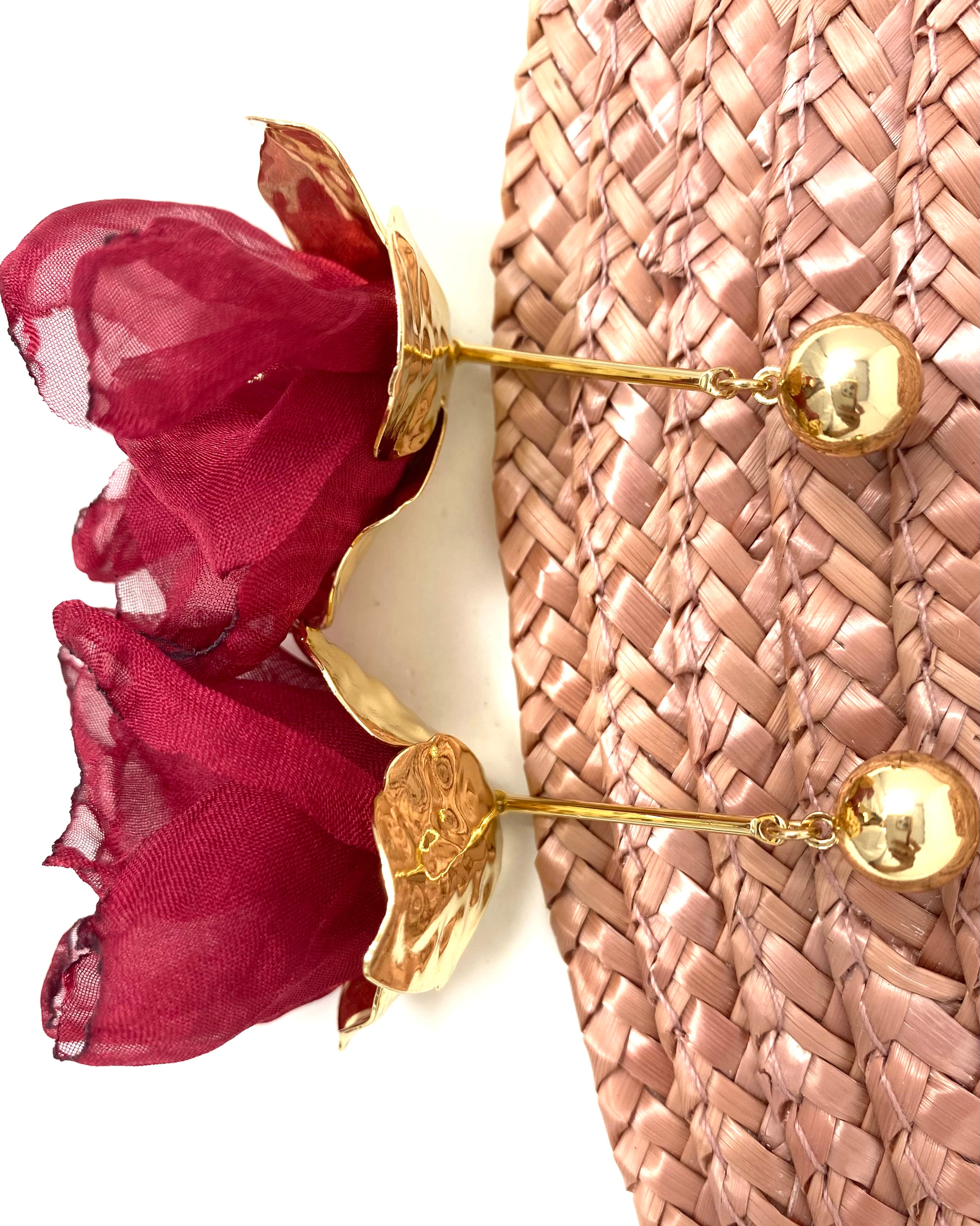 Pendientes Amapola granate