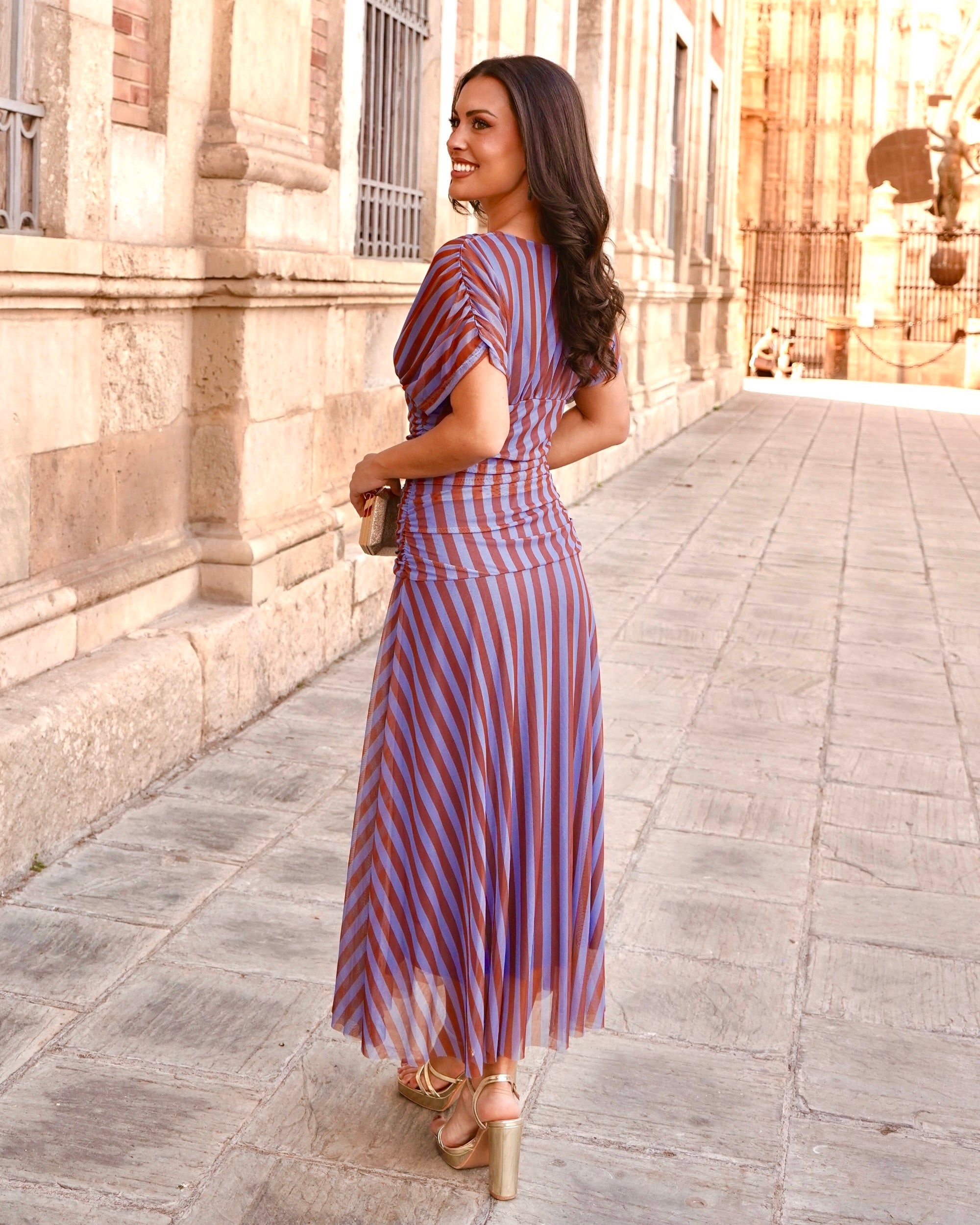 Vestido Grace Azul/Chocolate