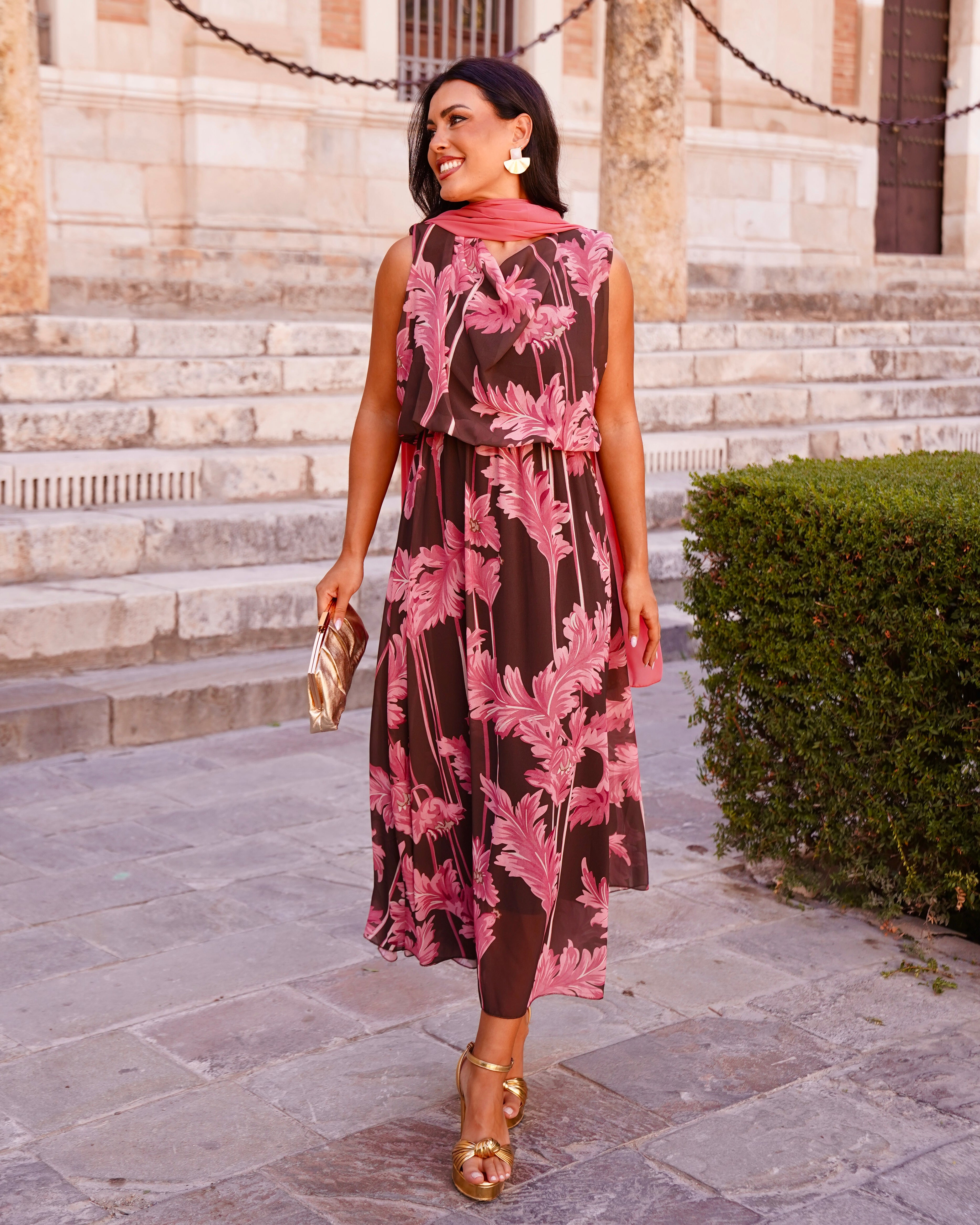 Vestido Lily Rosa/Chocolate