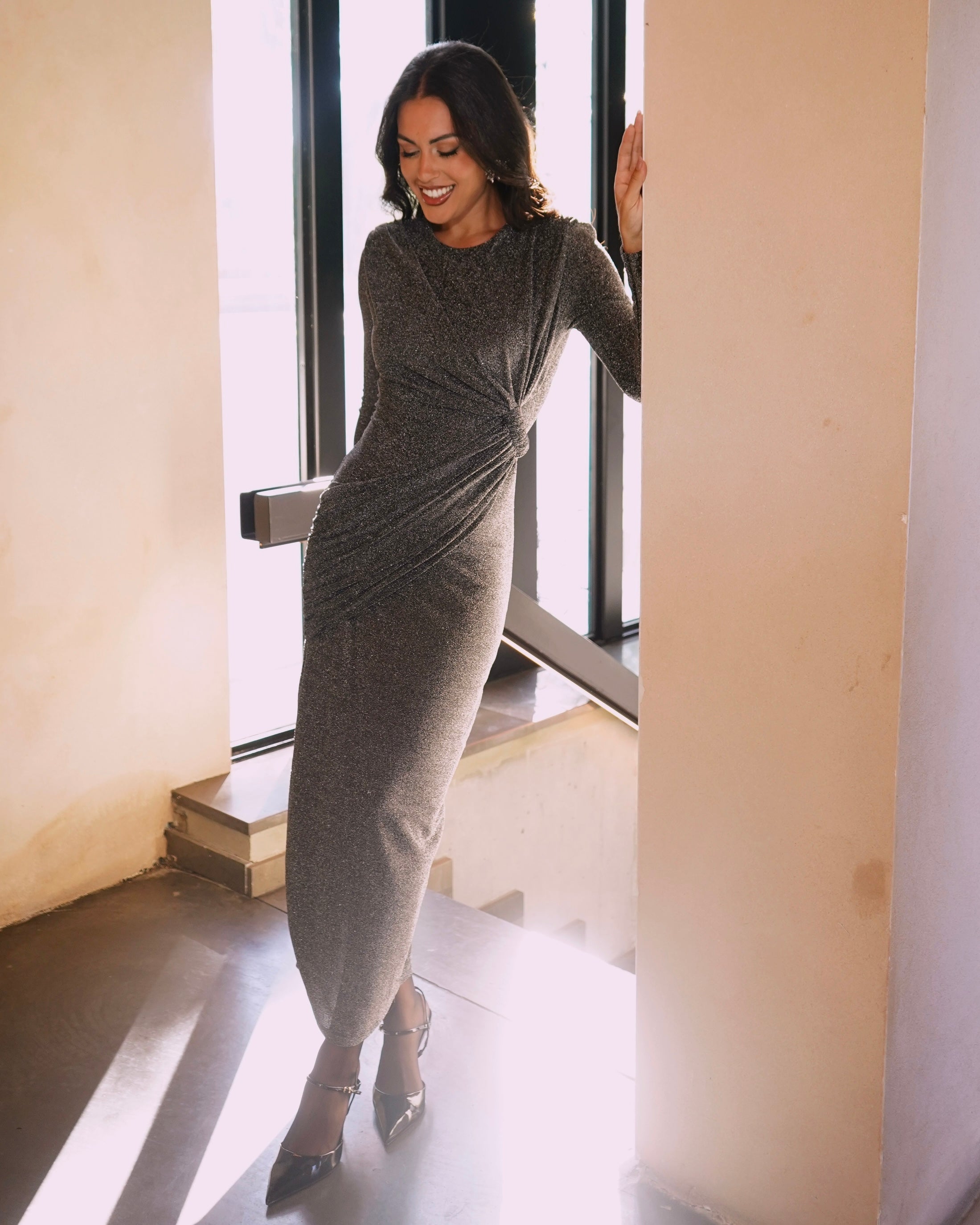 Vestido Camila negro/plata