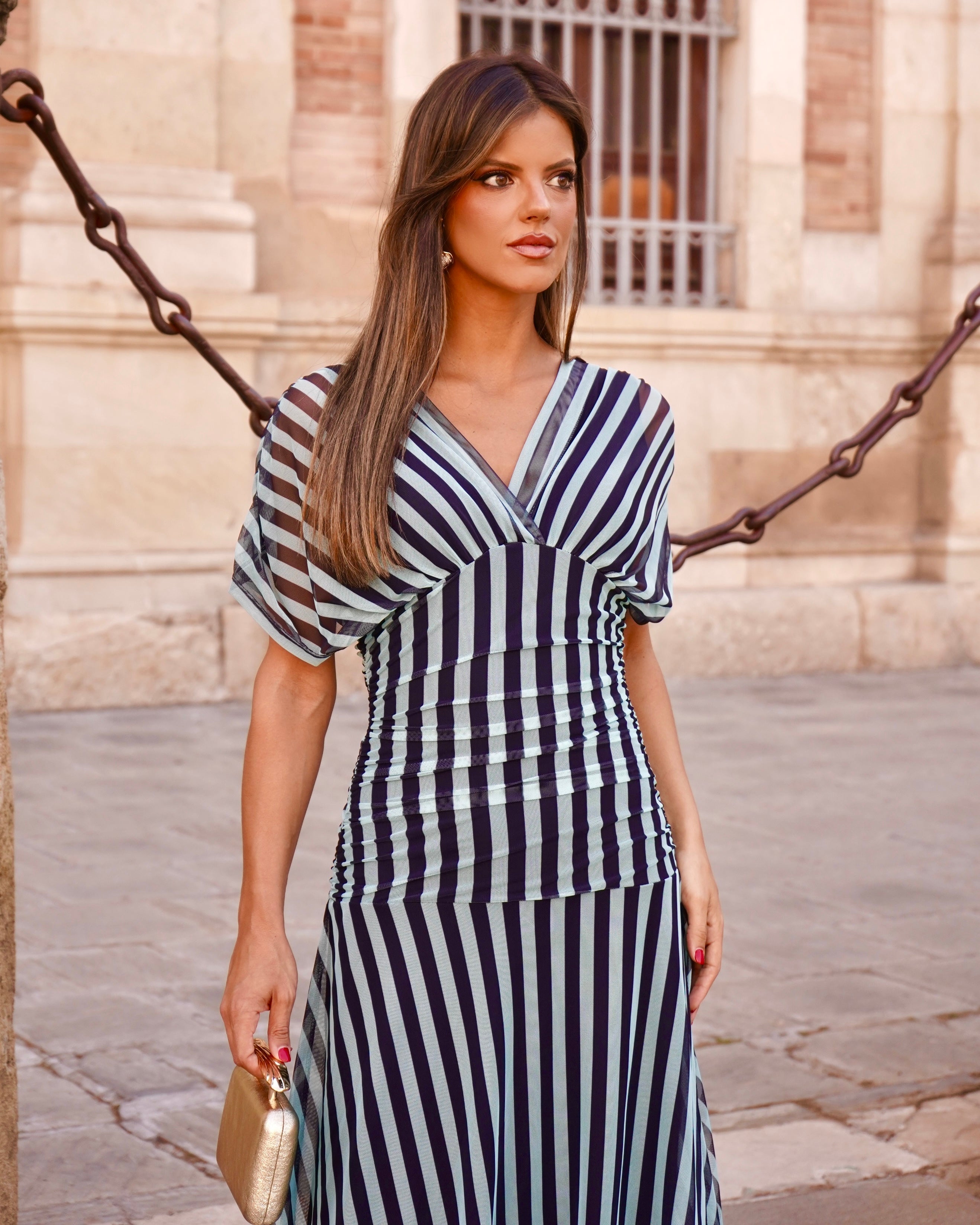 Vestido Grace Marino/Celeste