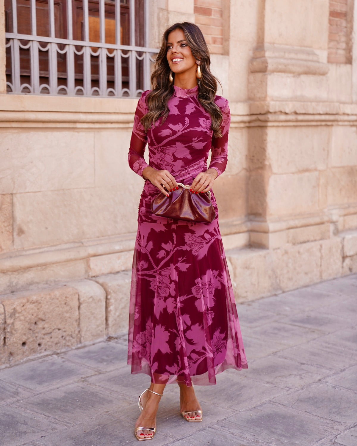 Vestido Damisela Rosa/Burdeos