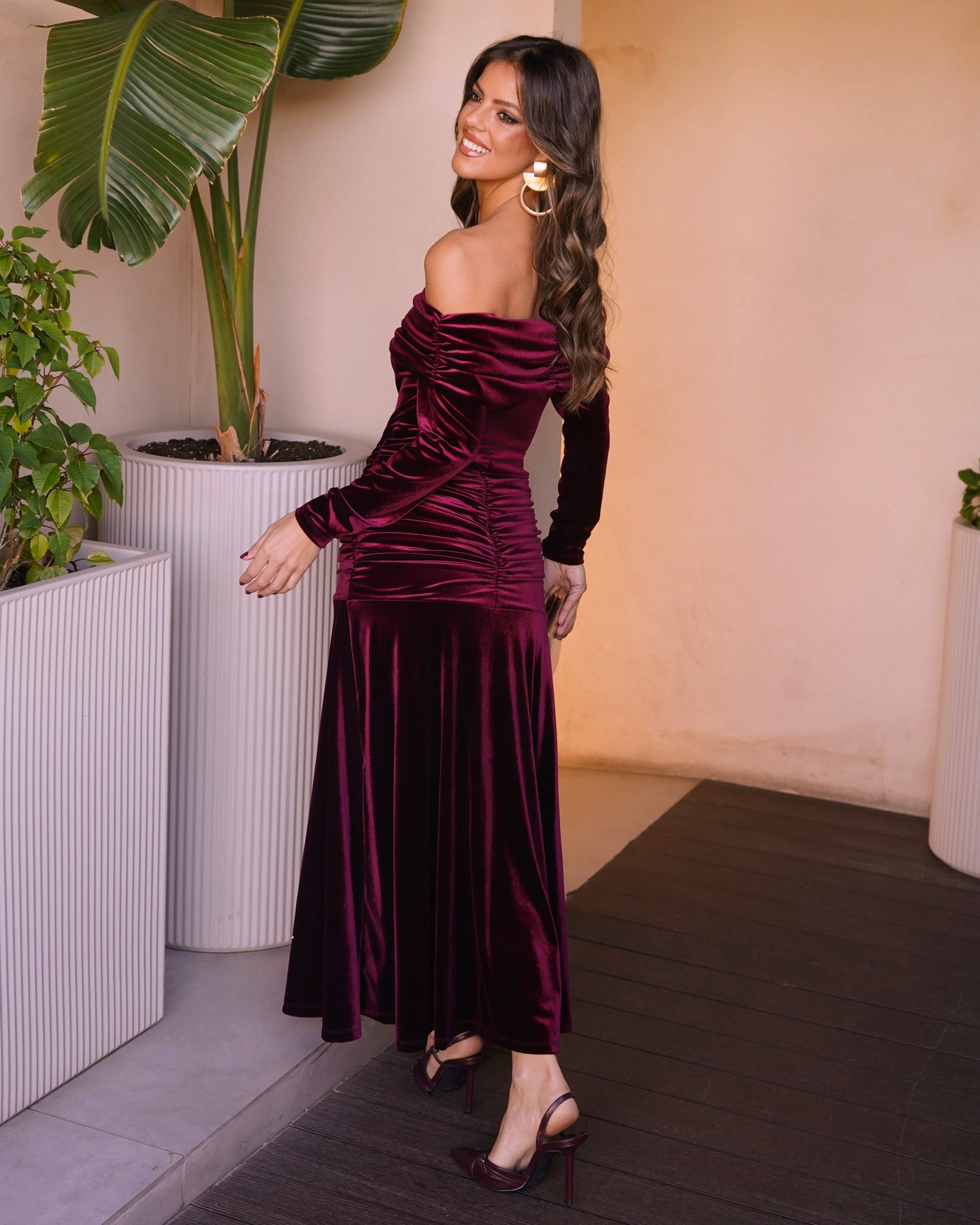 Vestido Bella burdeos