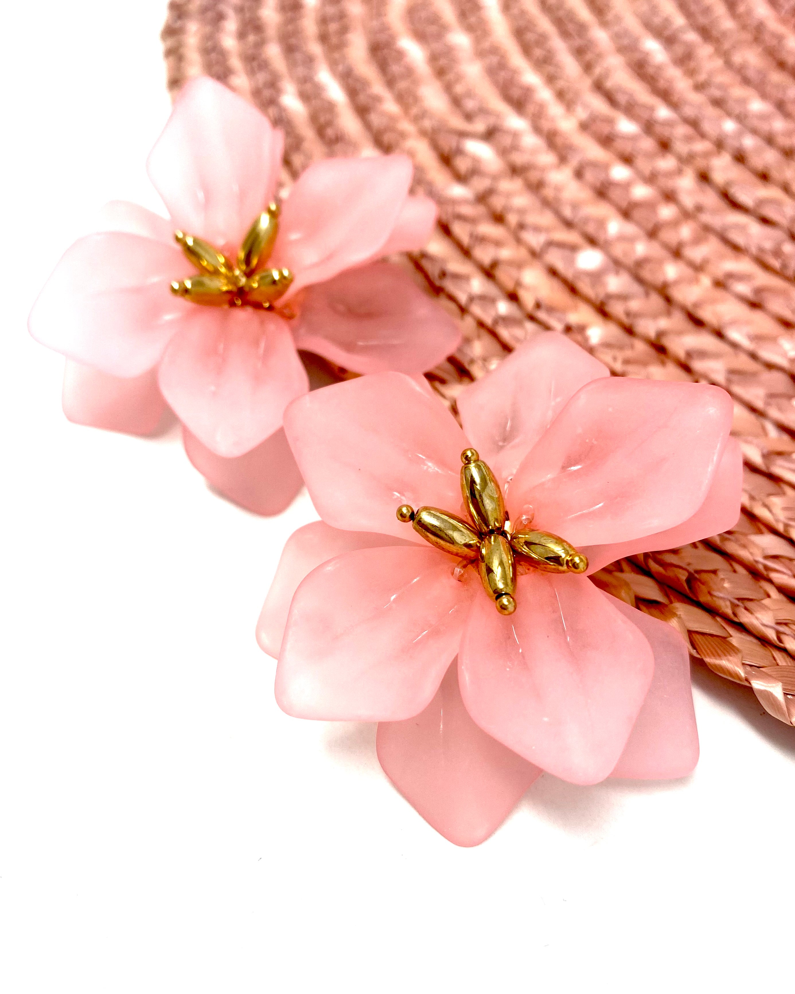 Pendientes Flor rosa claro