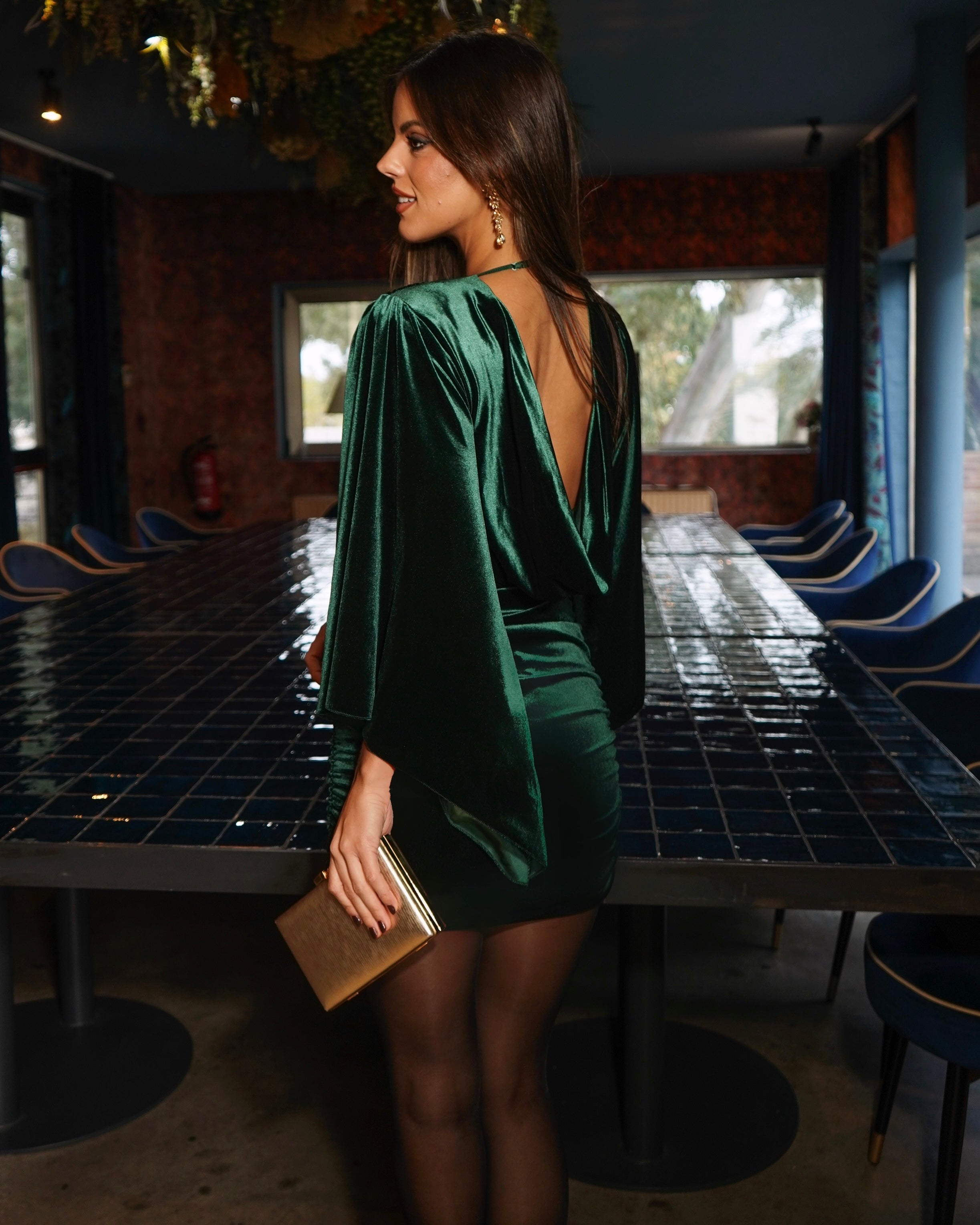 Vestido Dubái verde botella