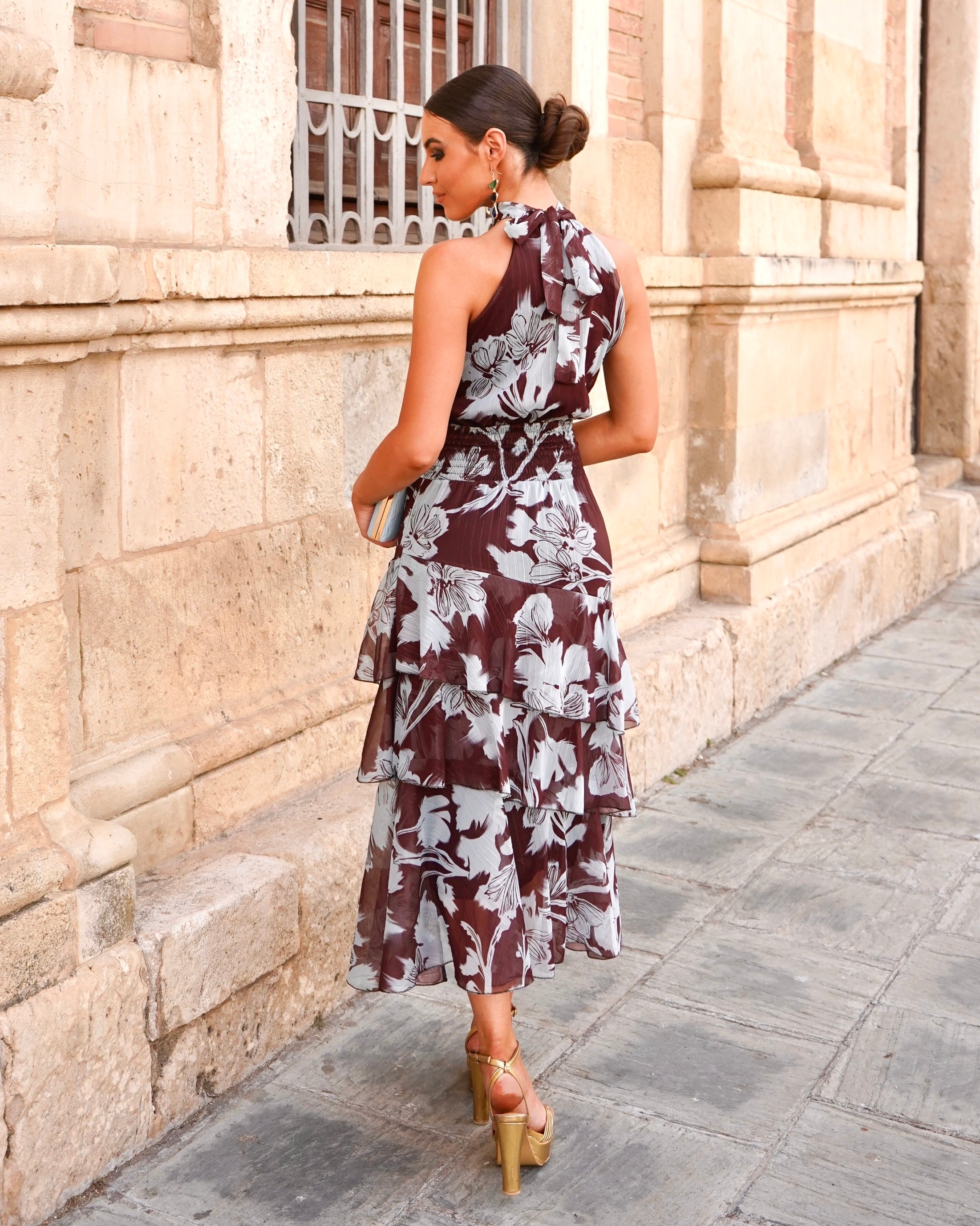 Vestido Carolina Celeste/Chocolate