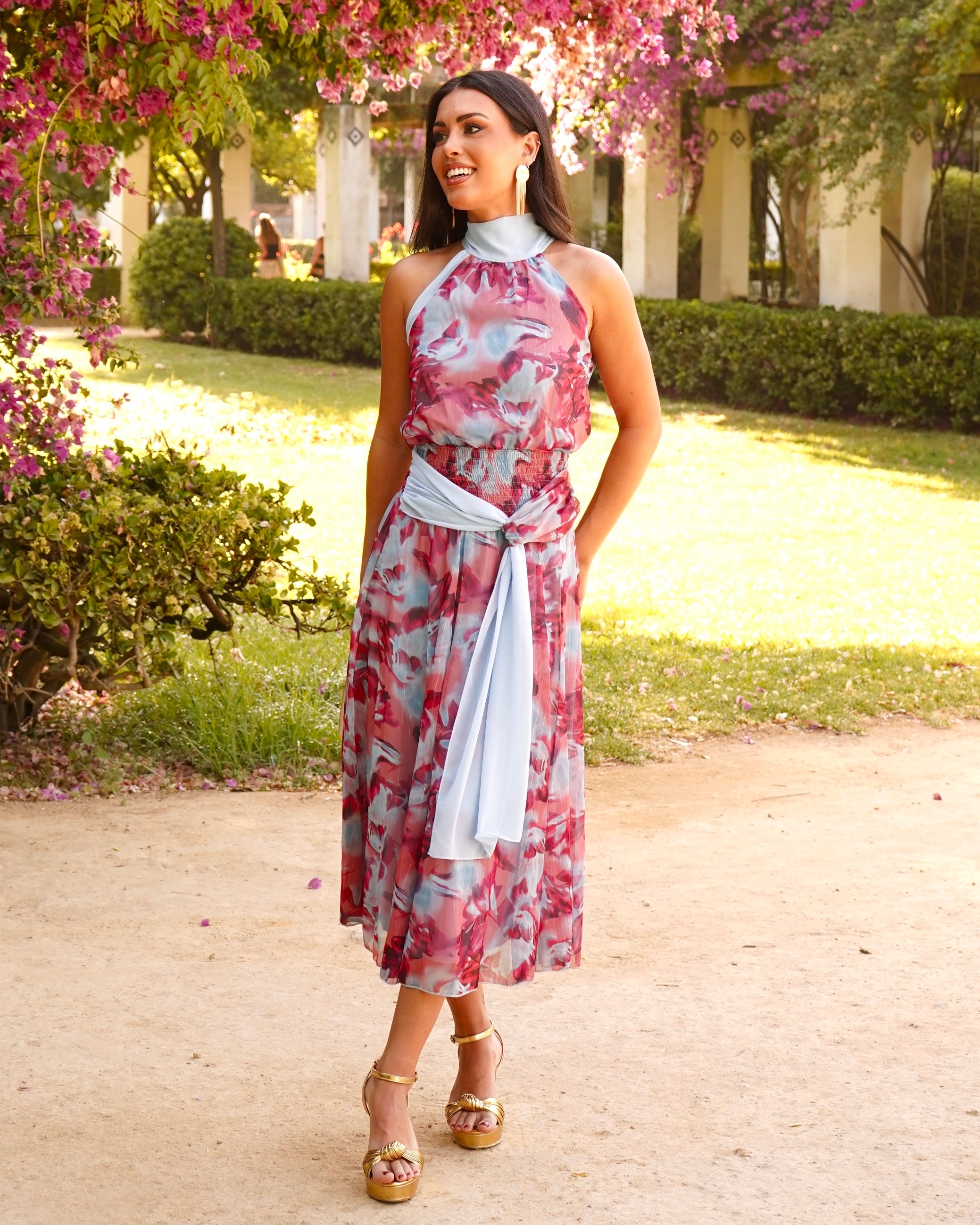 Vestido Margarita Rojizo/Celeste