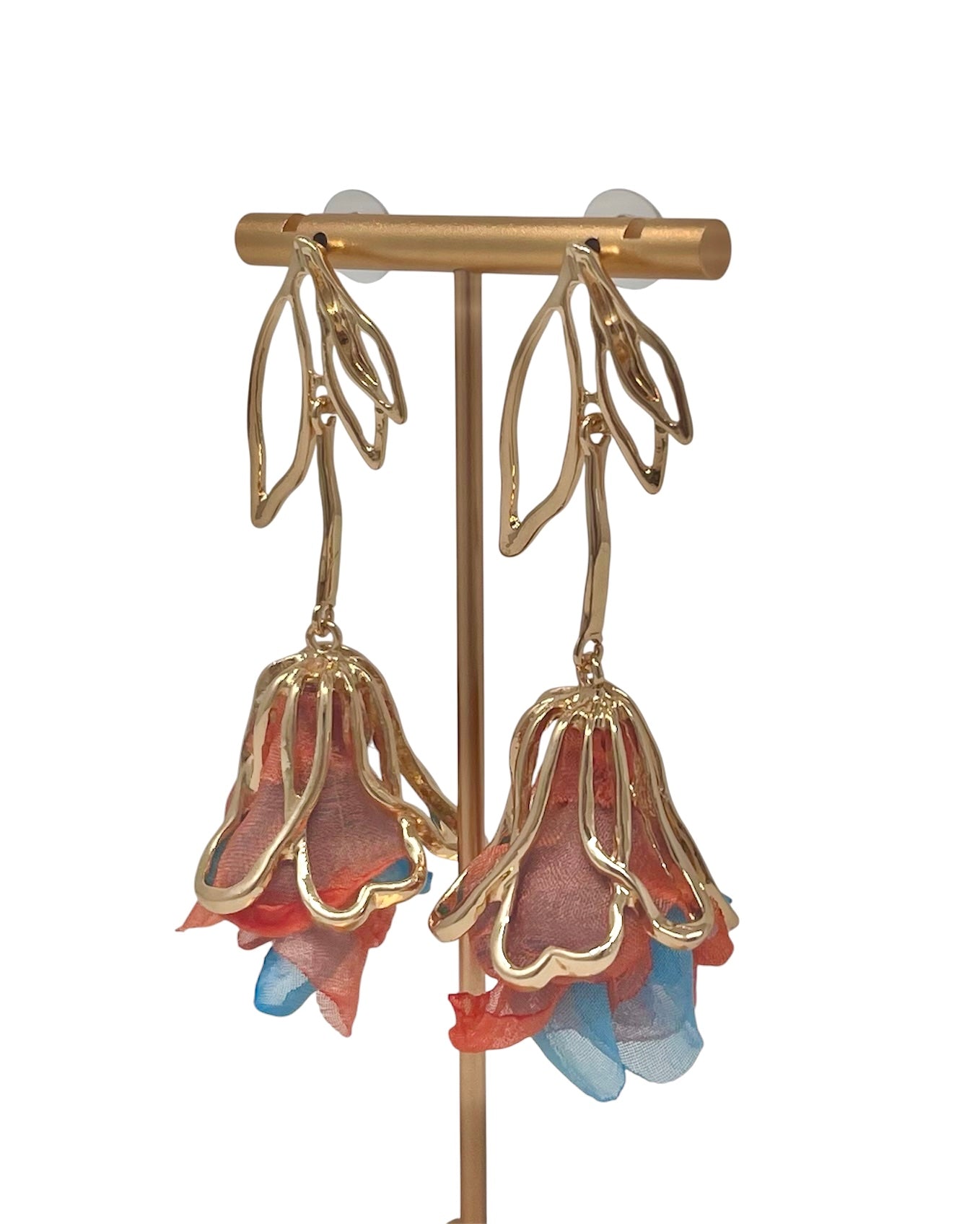 Pendientes Tulipán Naranja/Turquesa