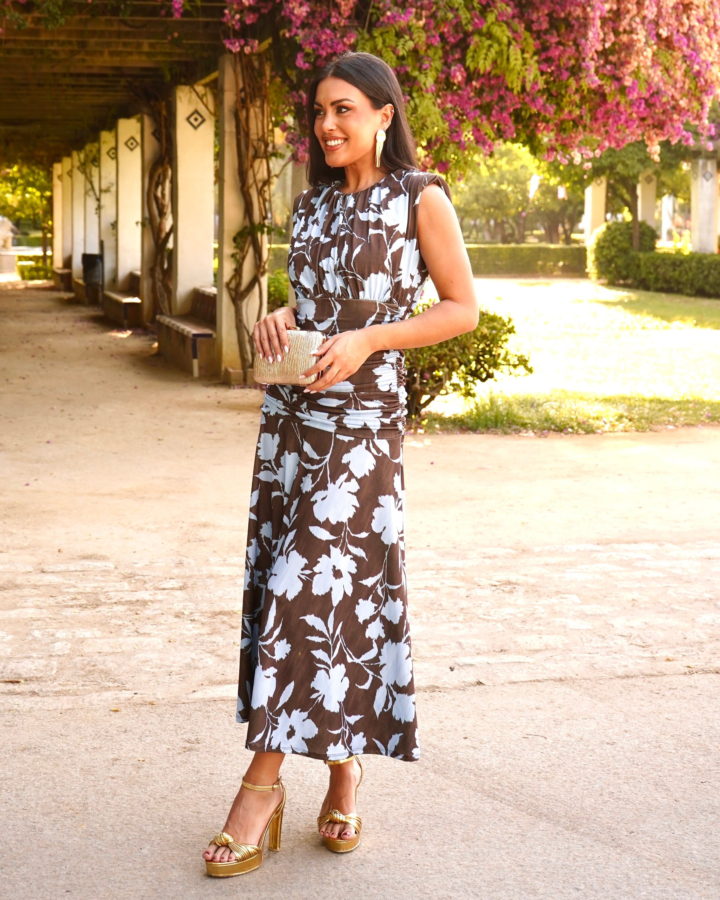 Vestido Trinidad Chocolate/Celeste