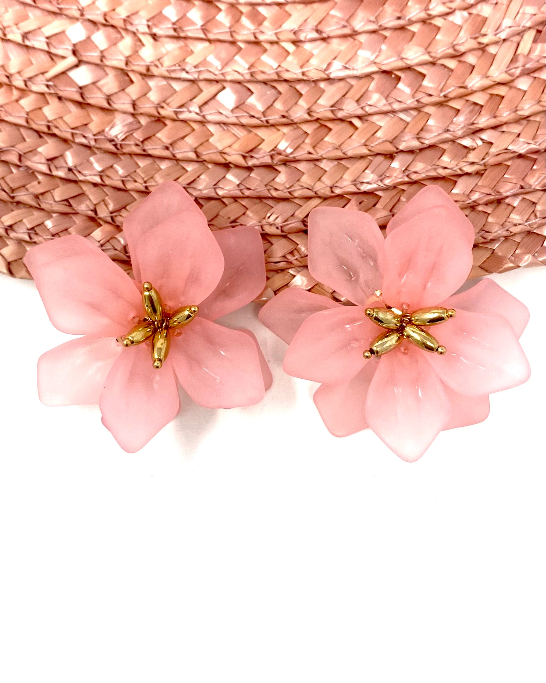 Pendientes Flor rosa claro