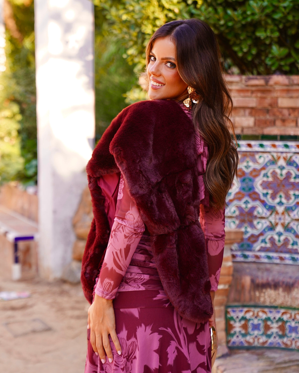 Vestido Damisela Rosa/Burdeos