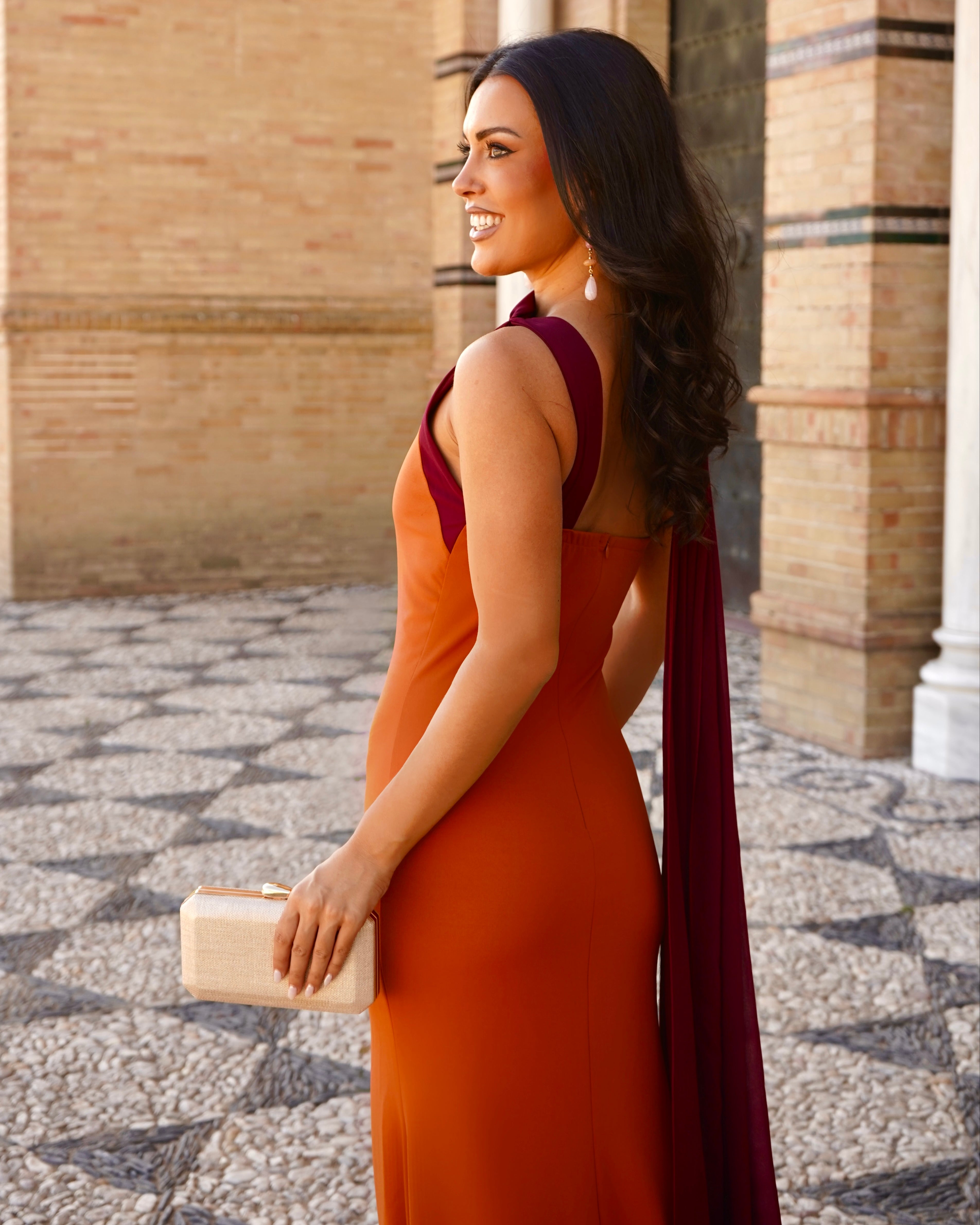 Vestido Odette Teja/Burdeos