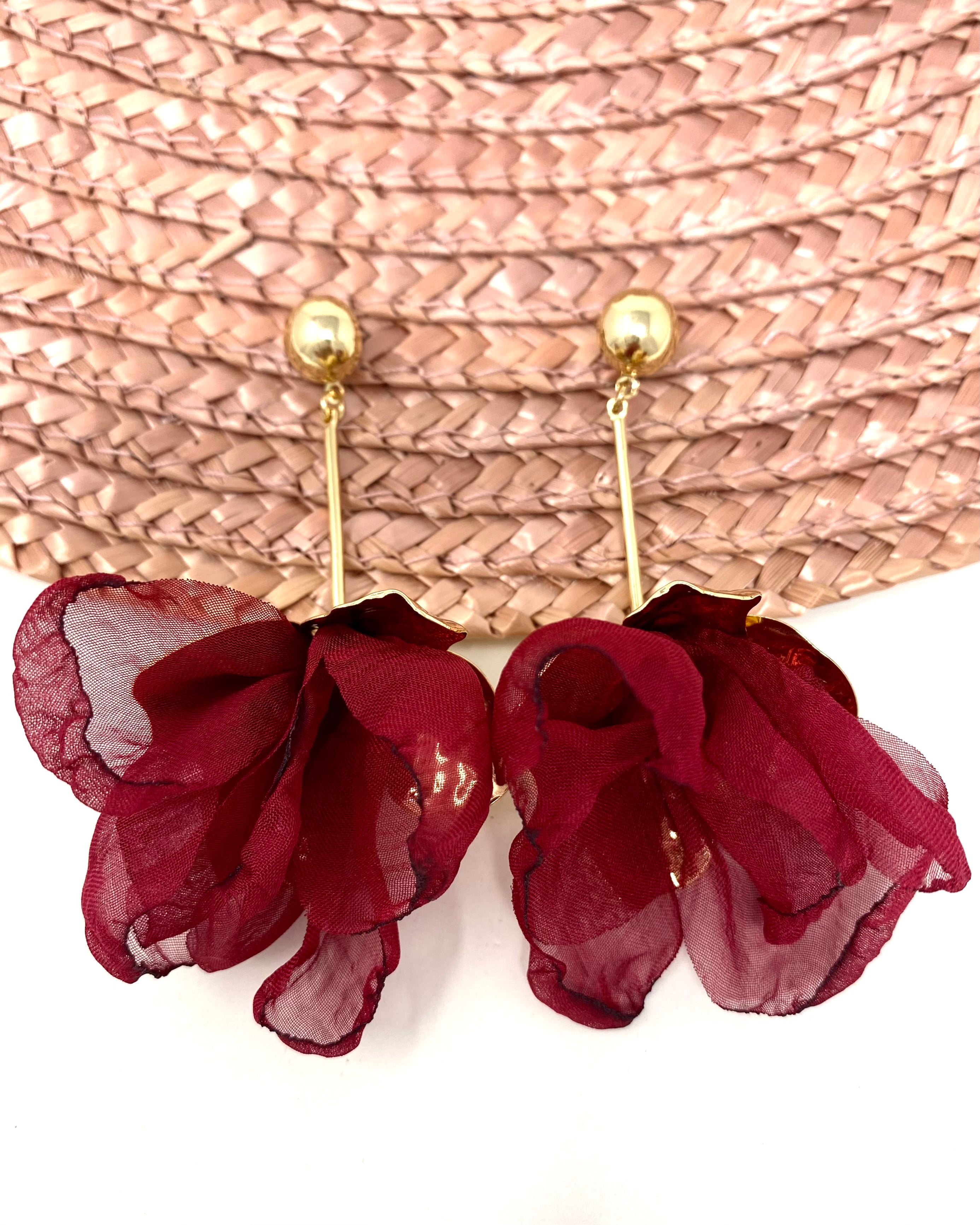Pendientes Amapola granate
