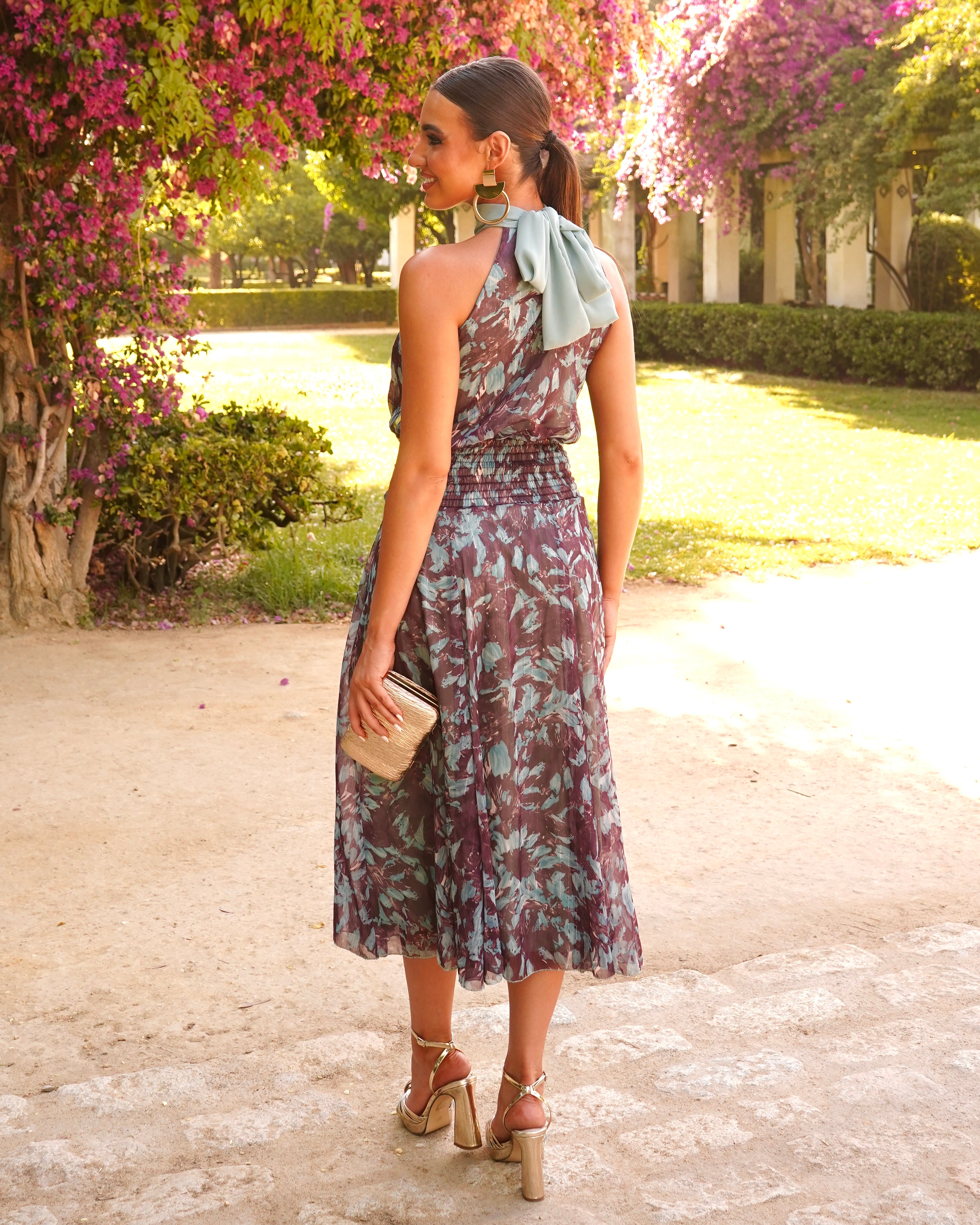 Vestido Margarita Verde Agua/Berenjena