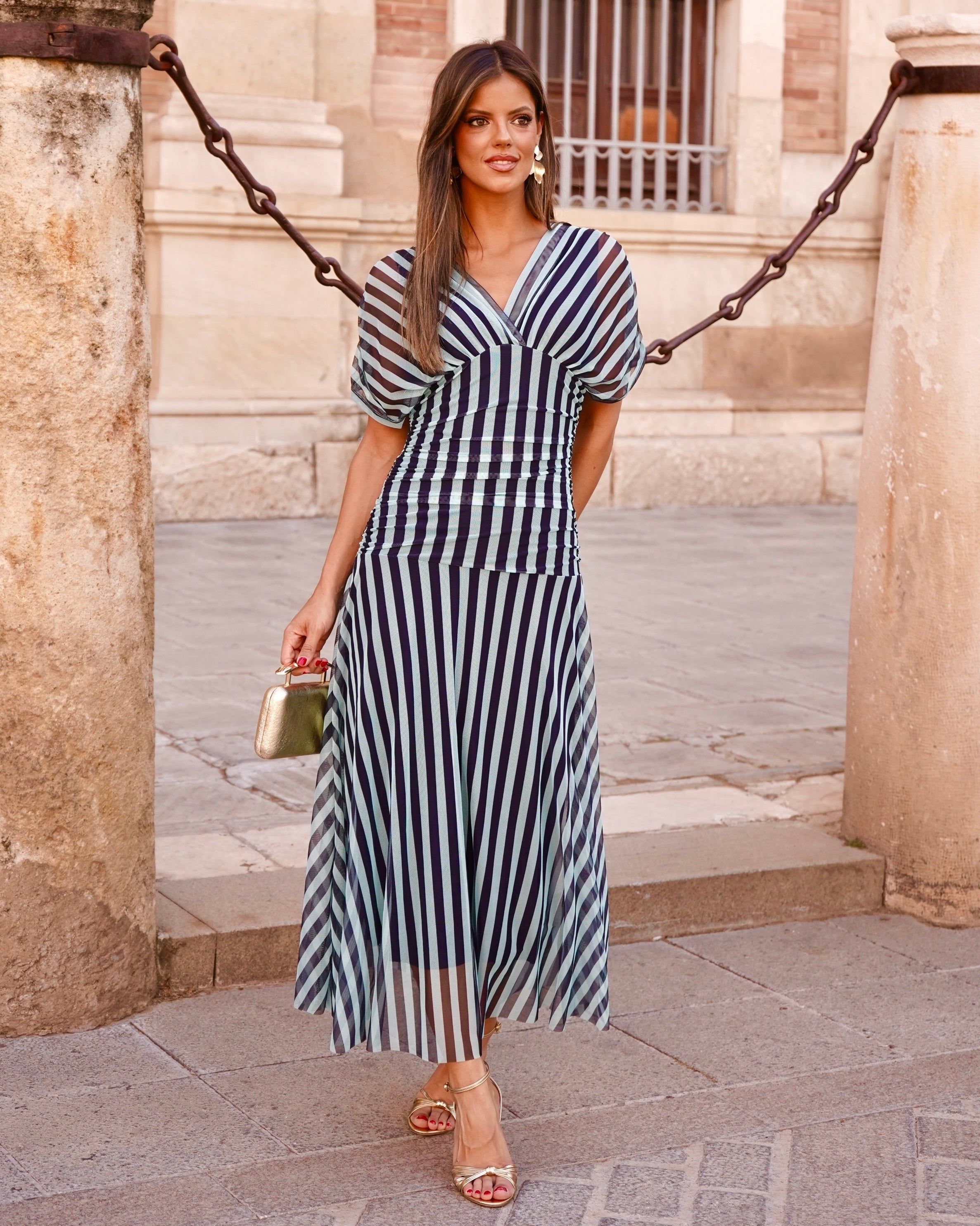 Vestido Grace Marino/Celeste