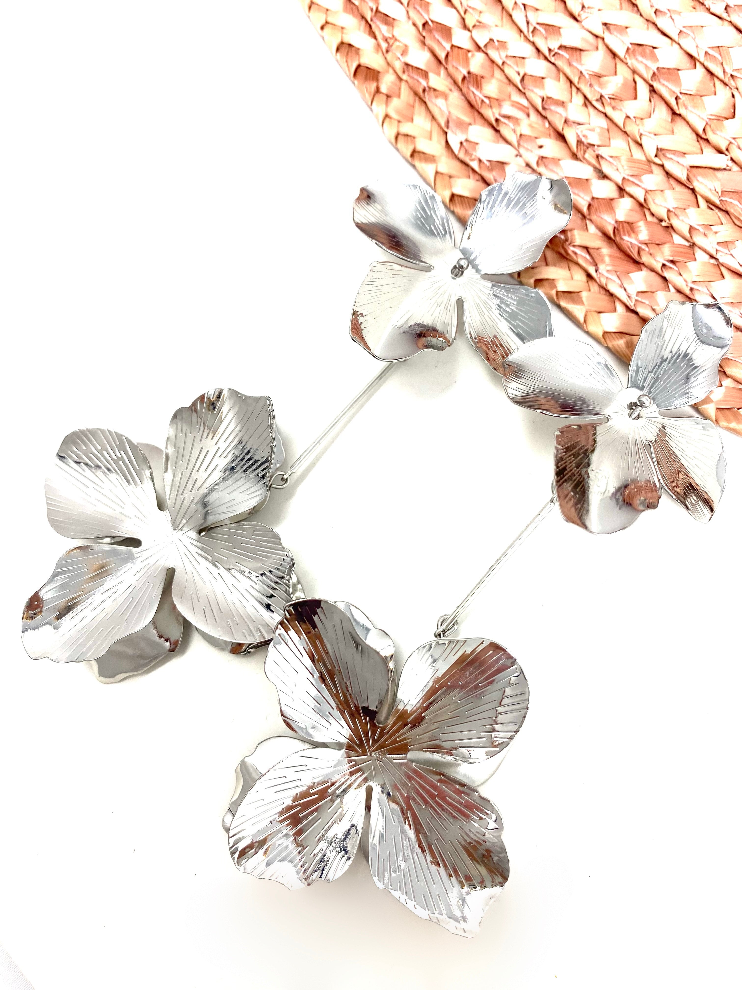 Pendientes Flora plata