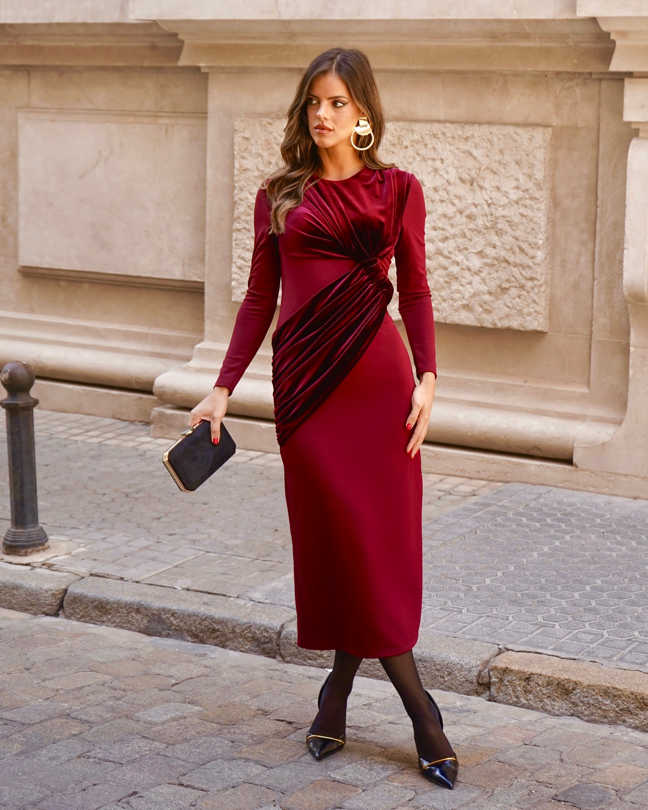 Vestido Penélope burdeos