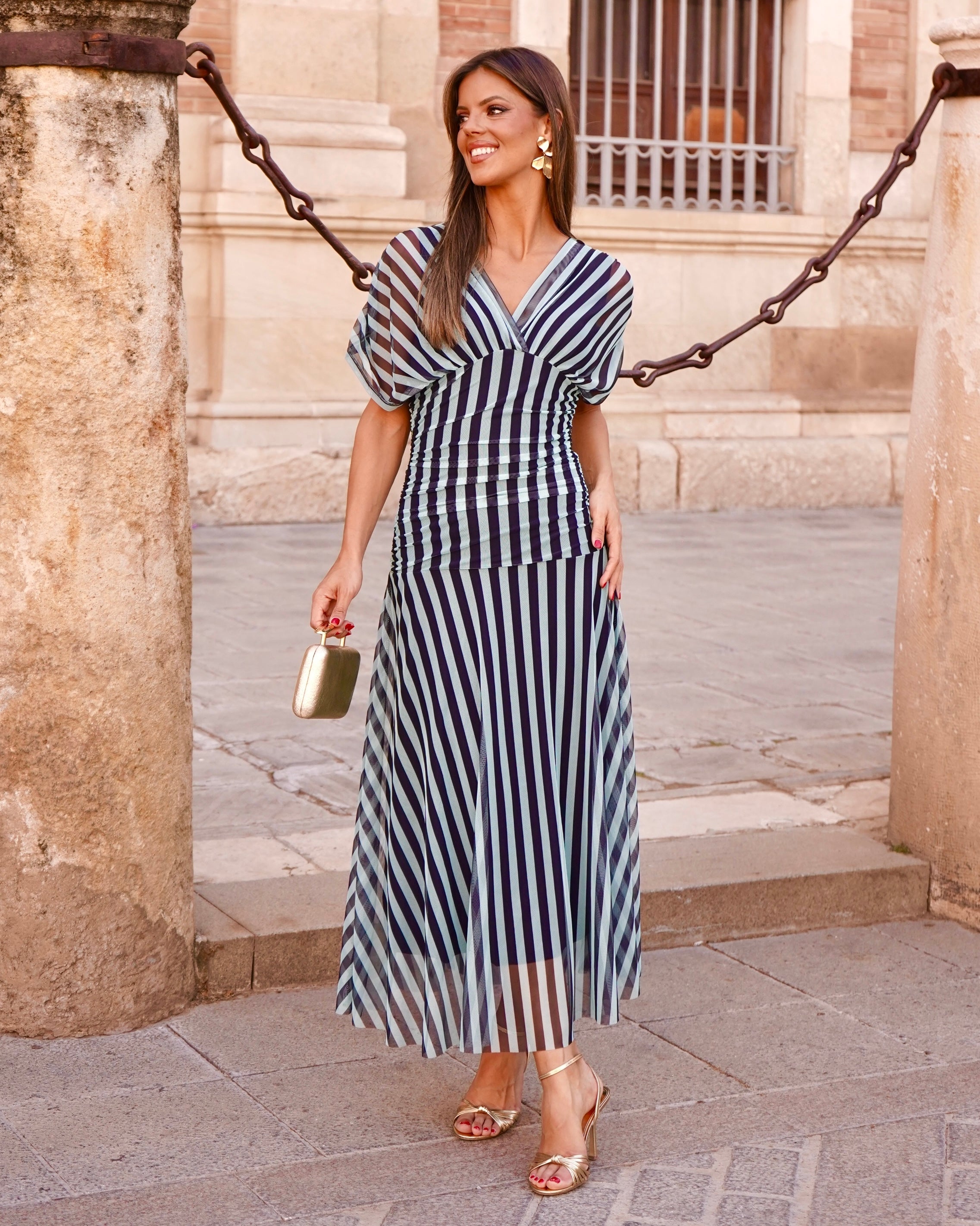 Vestido Grace Marino/Celeste