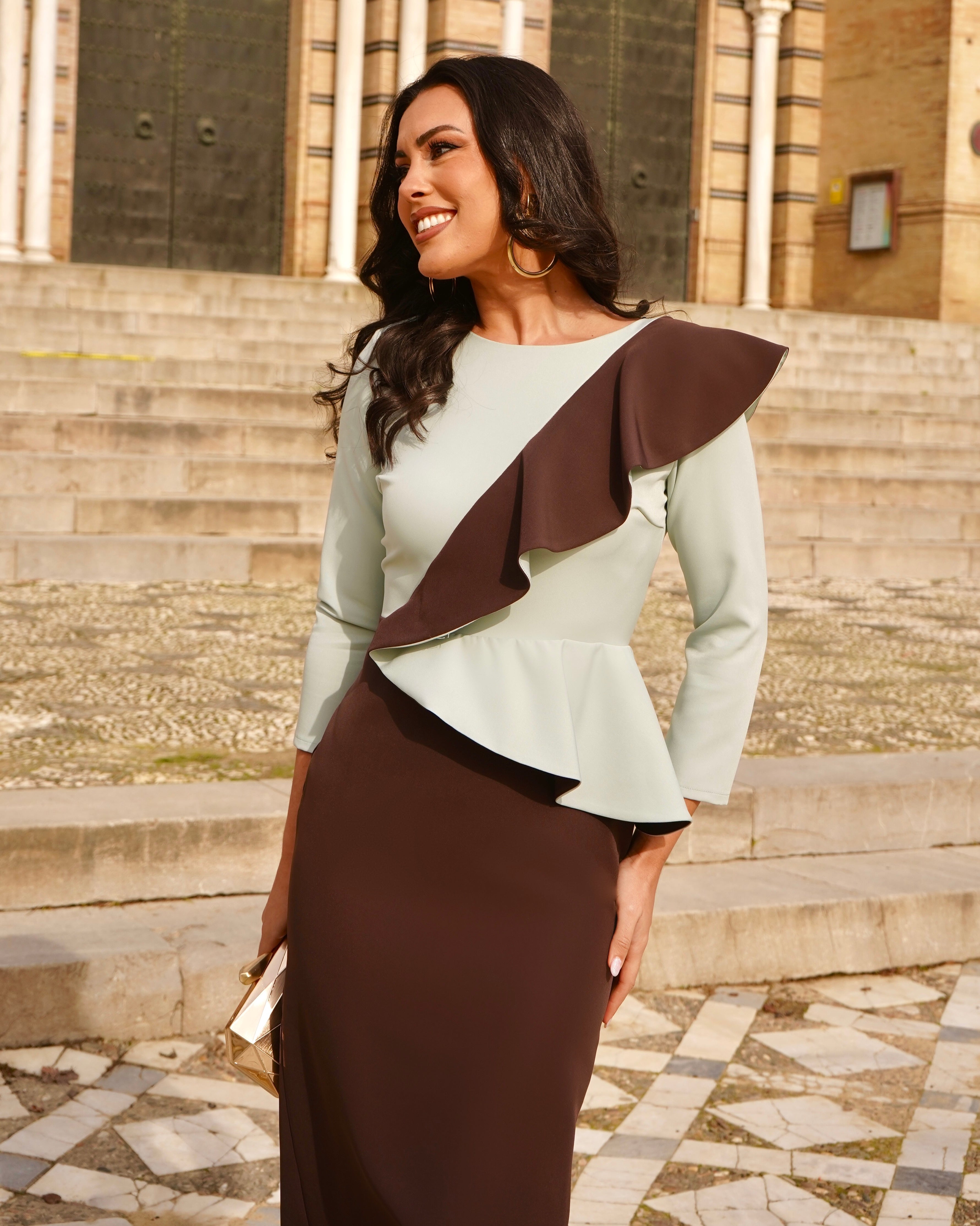 Vestido Rozalen Bicolor Menta /Chocolate