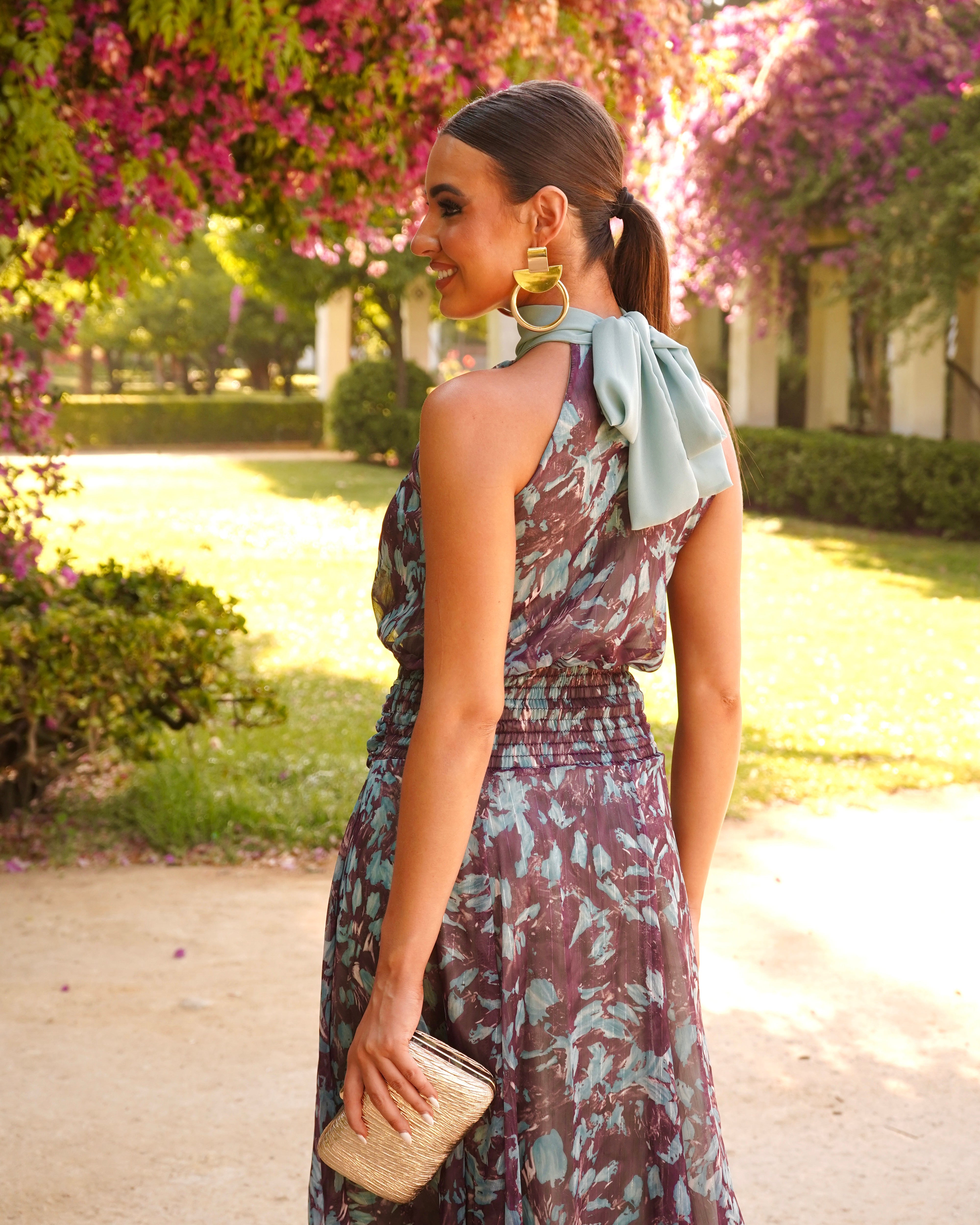 Vestido Margarita Verde Agua/Berenjena