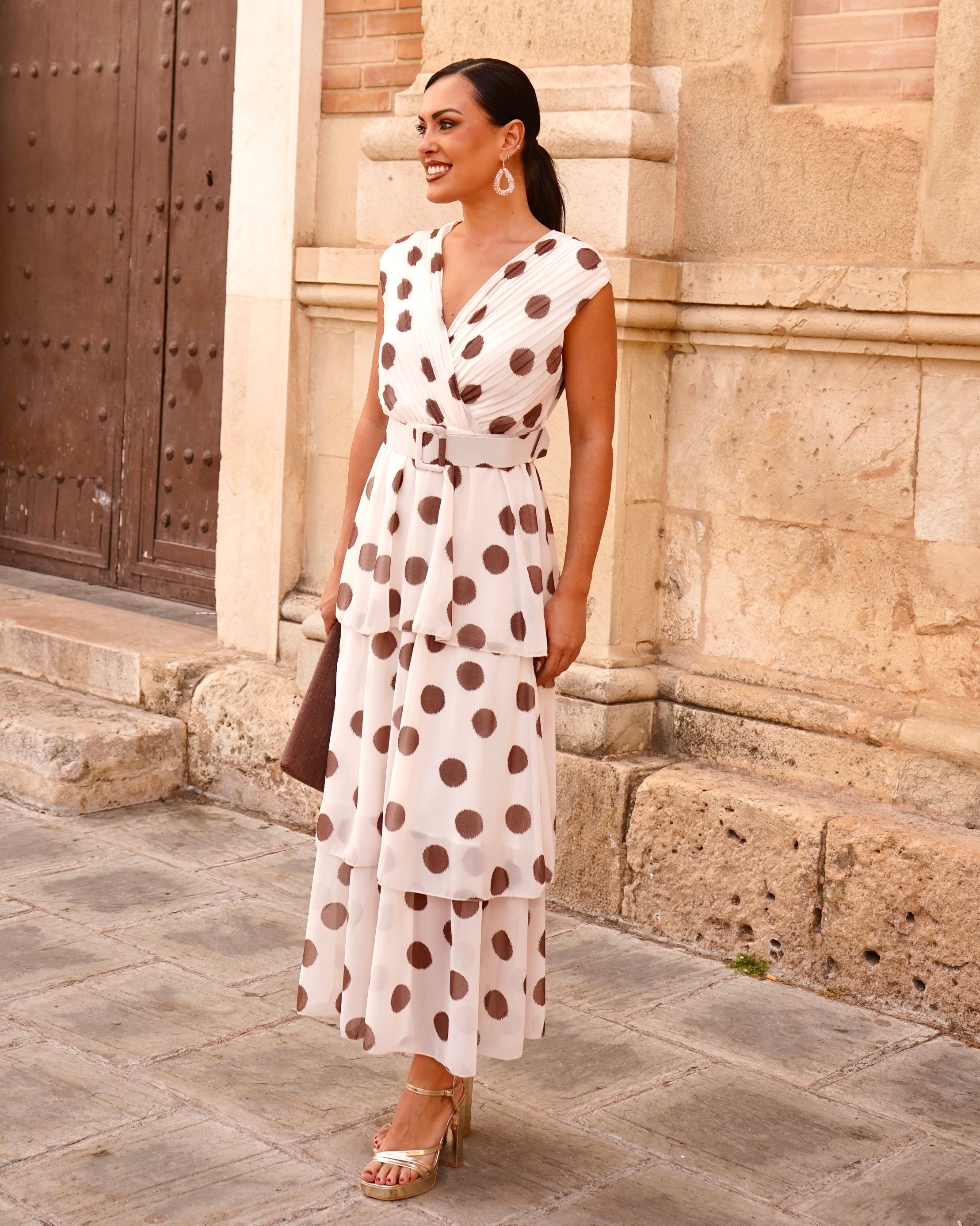 Vestido Virtudes Blanco/Chocolate
