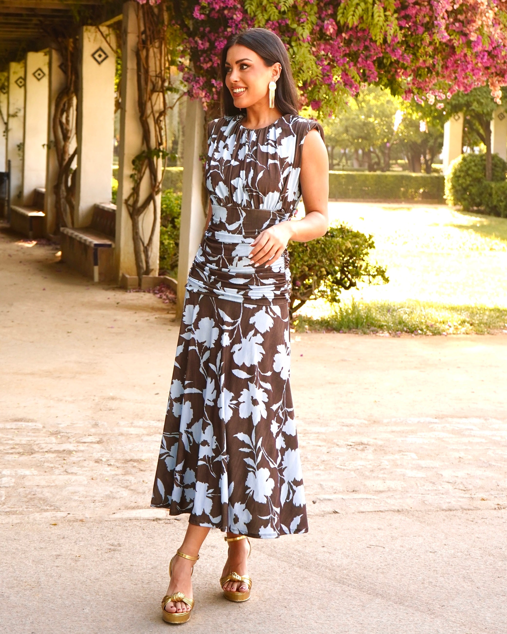 Vestido Trinidad Chocolate/Celeste