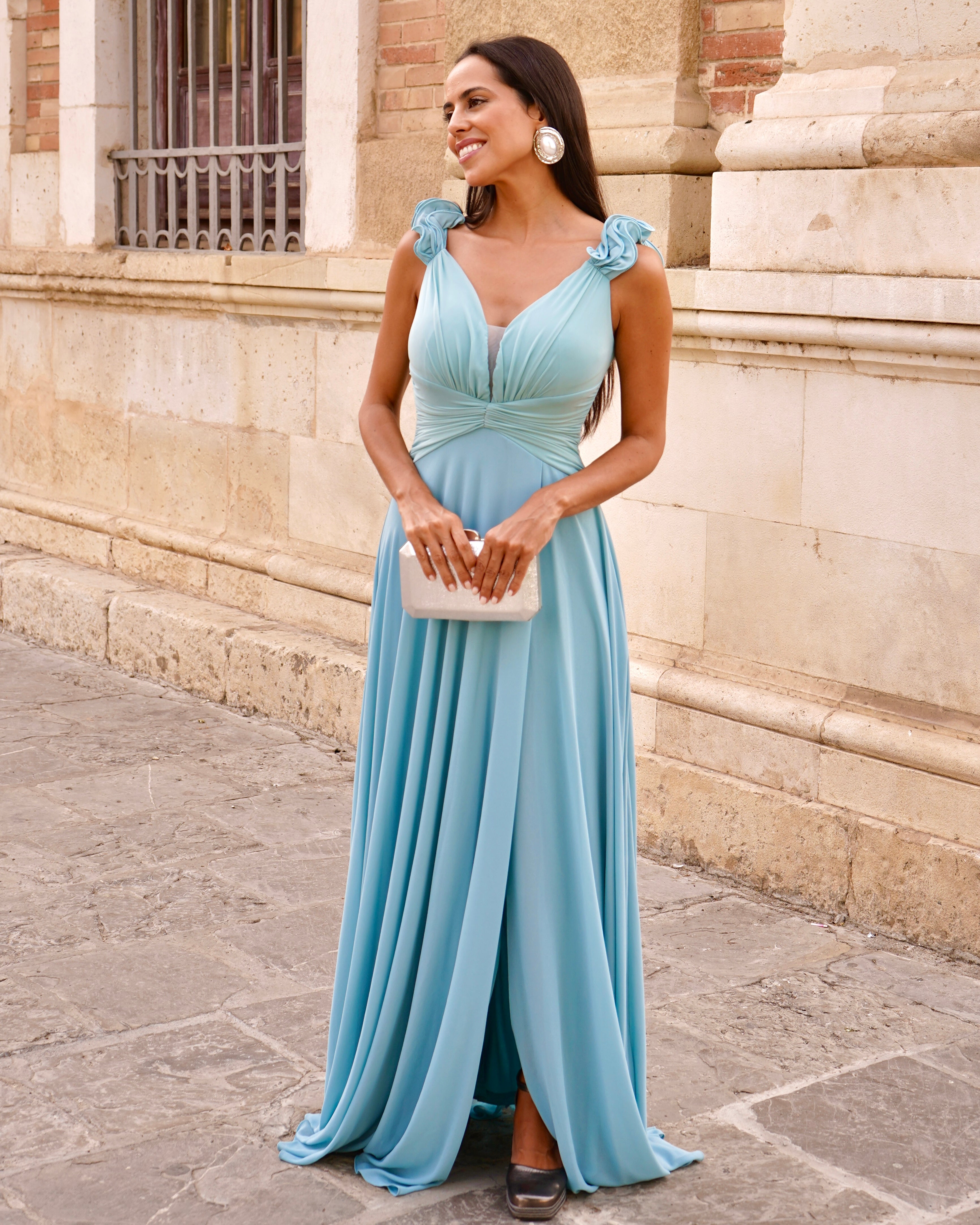 Vestido Madeira celeste