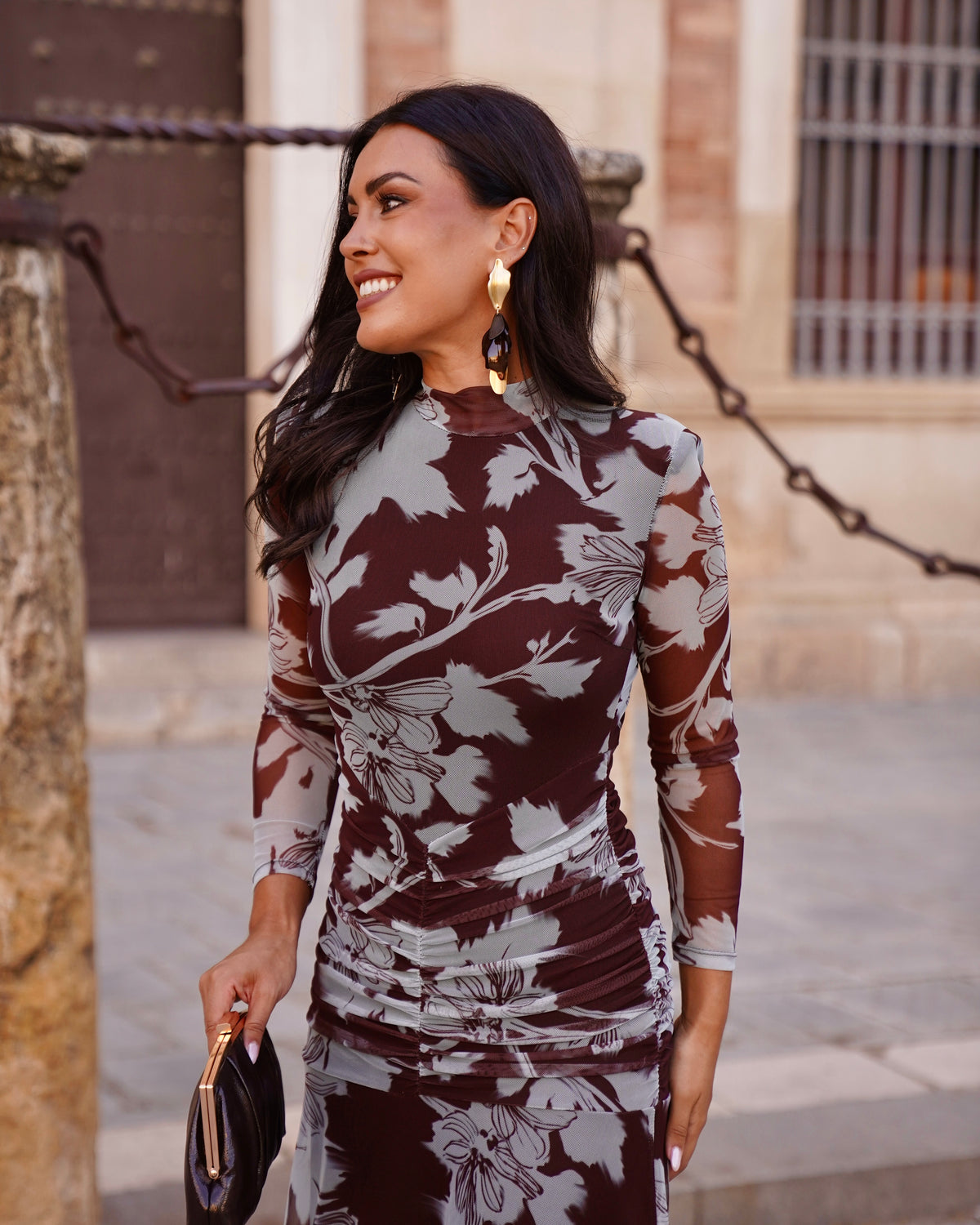 Vestido Damisela Celeste/Chocolate