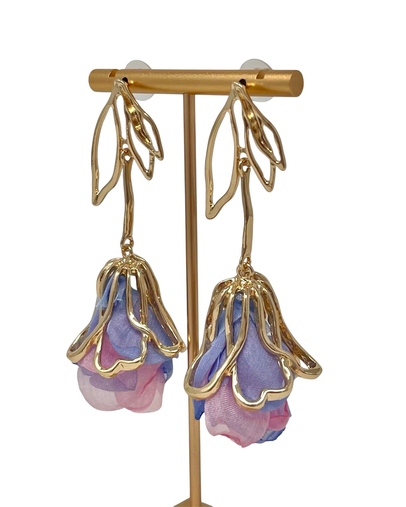 Pendientes Tulipán Azul/Rosa