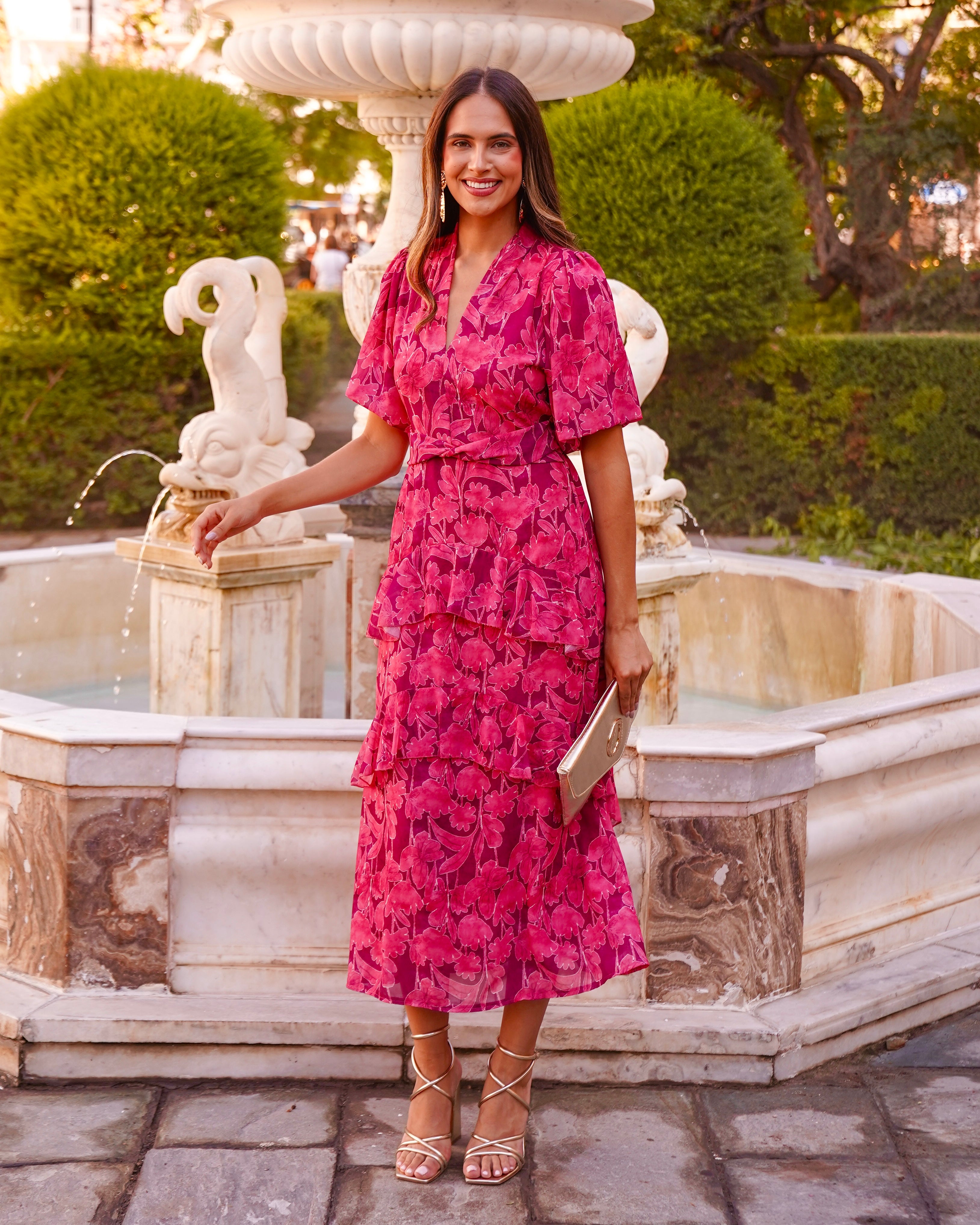 Vestido Graciela Fresa/Buganvilla
