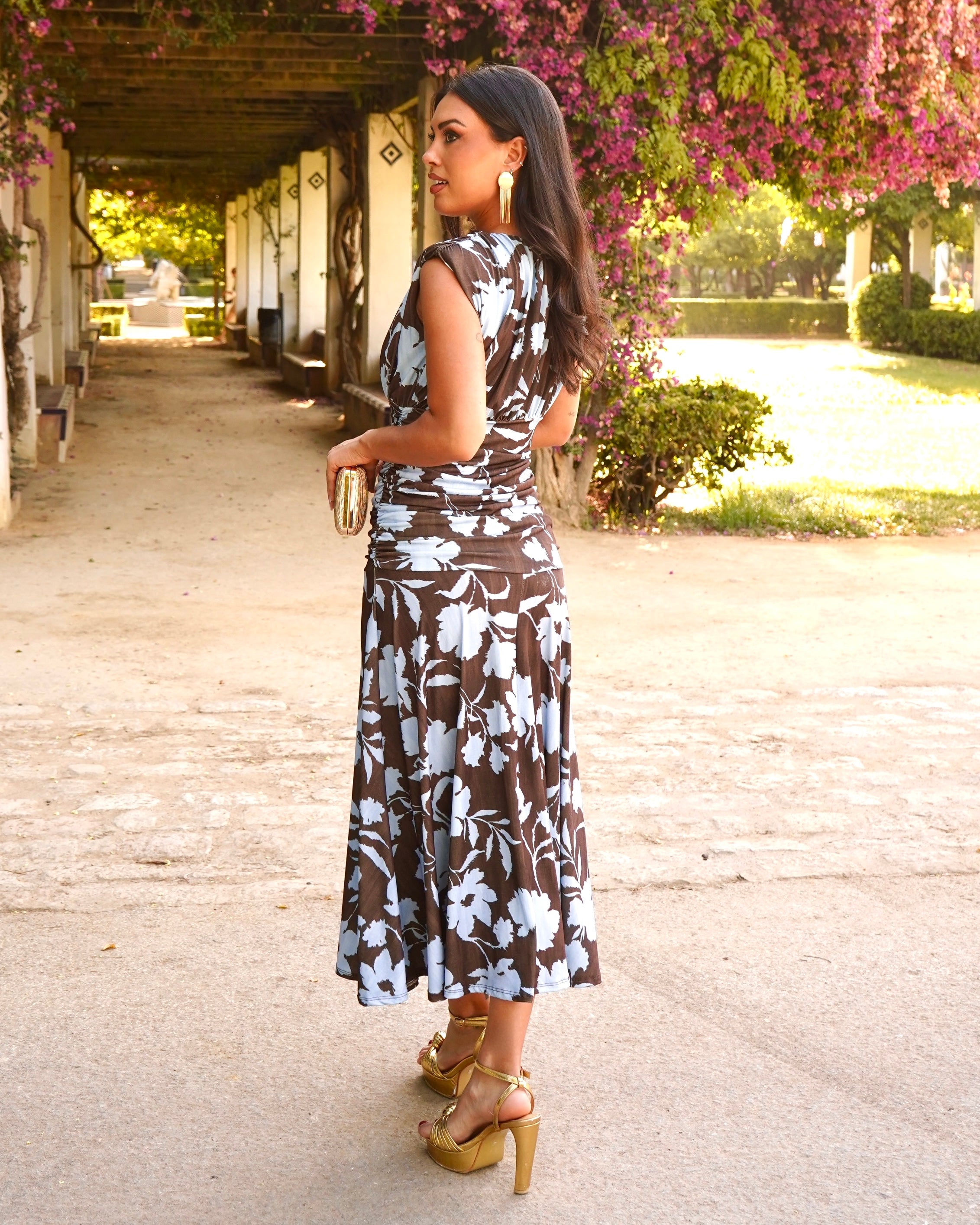 Vestido Trinidad Chocolate/Celeste